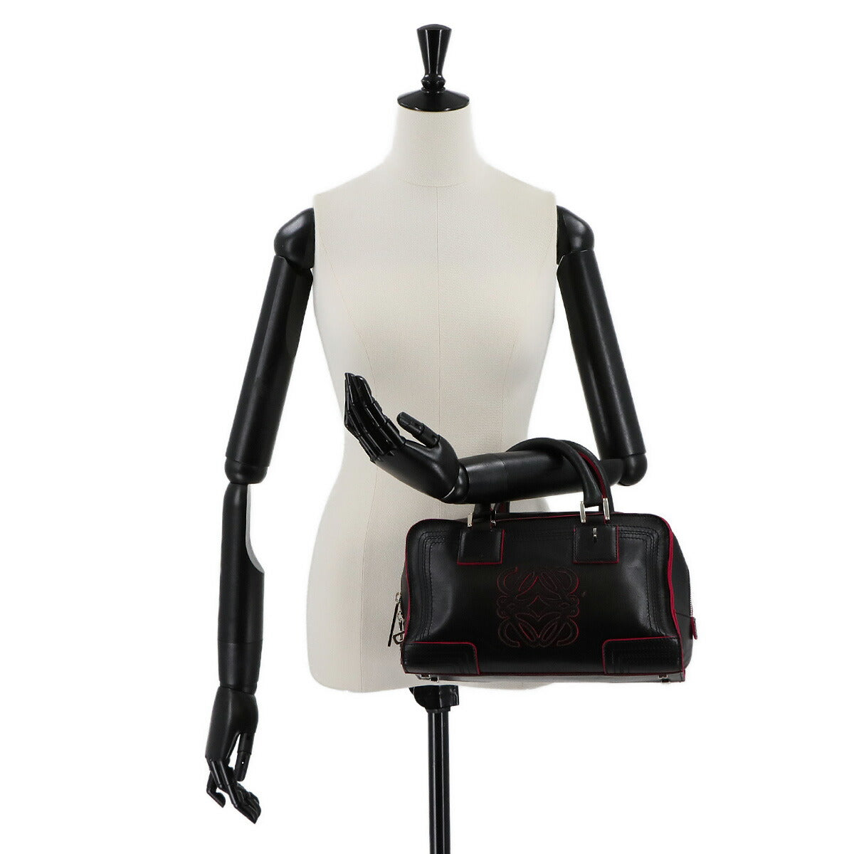 Amazona 28 Hand Bag Leather Black Pink 311.58.001 Anagram Purse