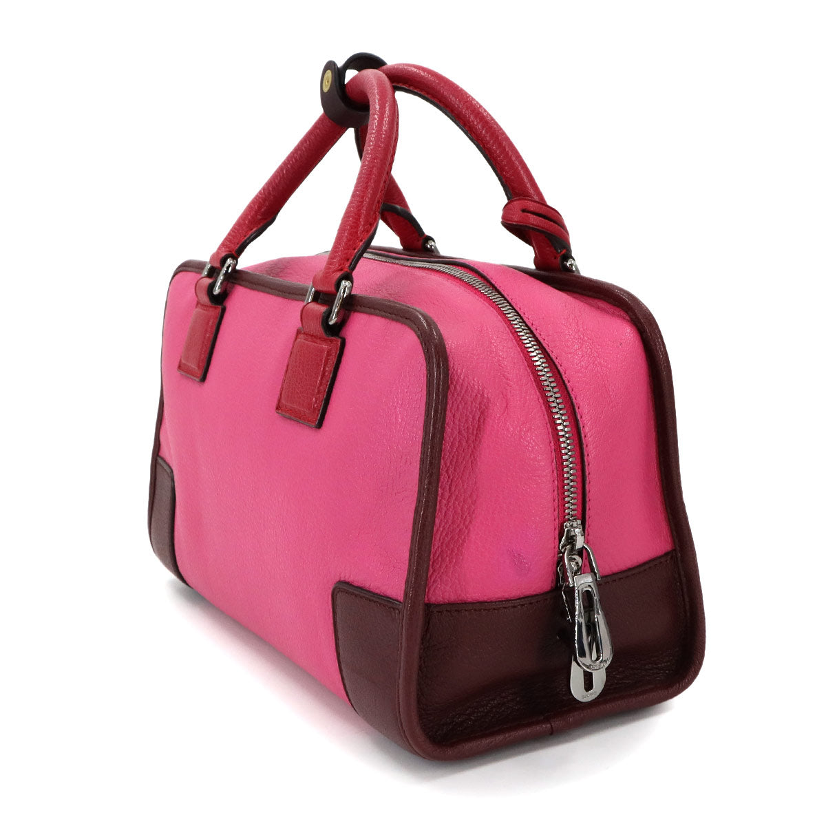 Amazona 28 Hand Bag Leather Pink Bordeaux Red Anagram Purse