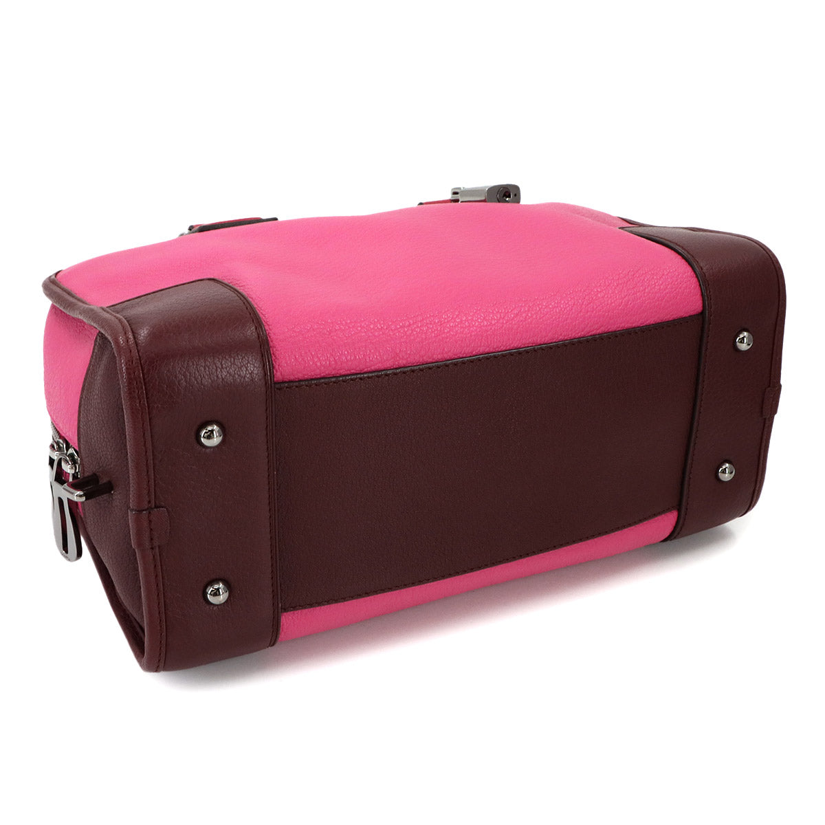 Amazona 28 Hand Bag Leather Pink Bordeaux Red Anagram Purse