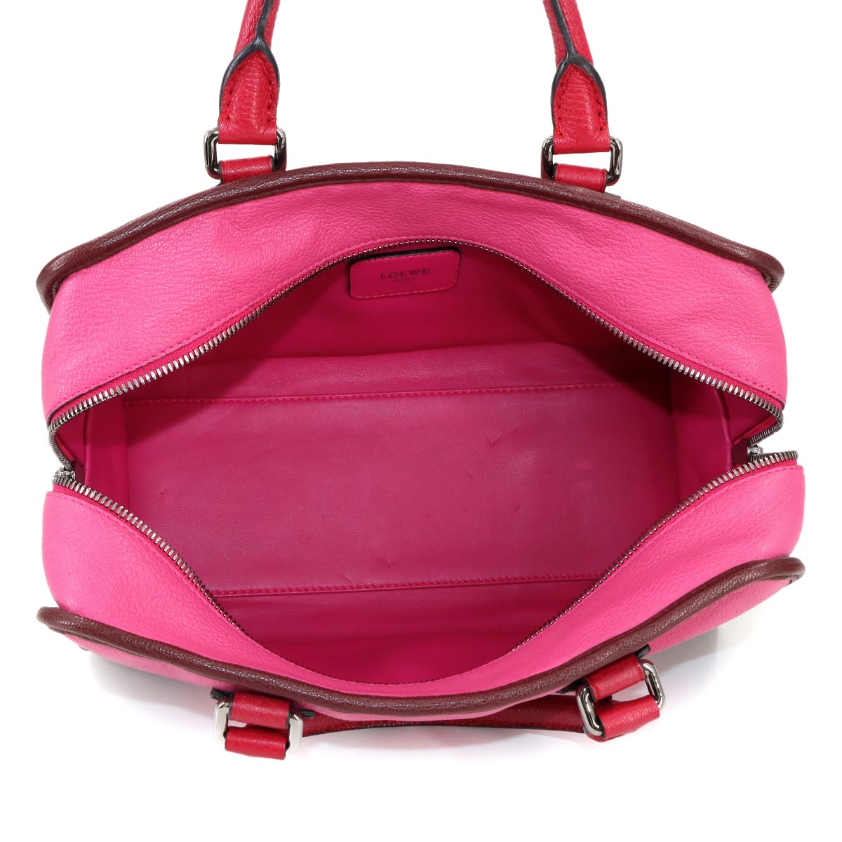 Amazona 28 Hand Bag Leather Pink Bordeaux Red Anagram Purse