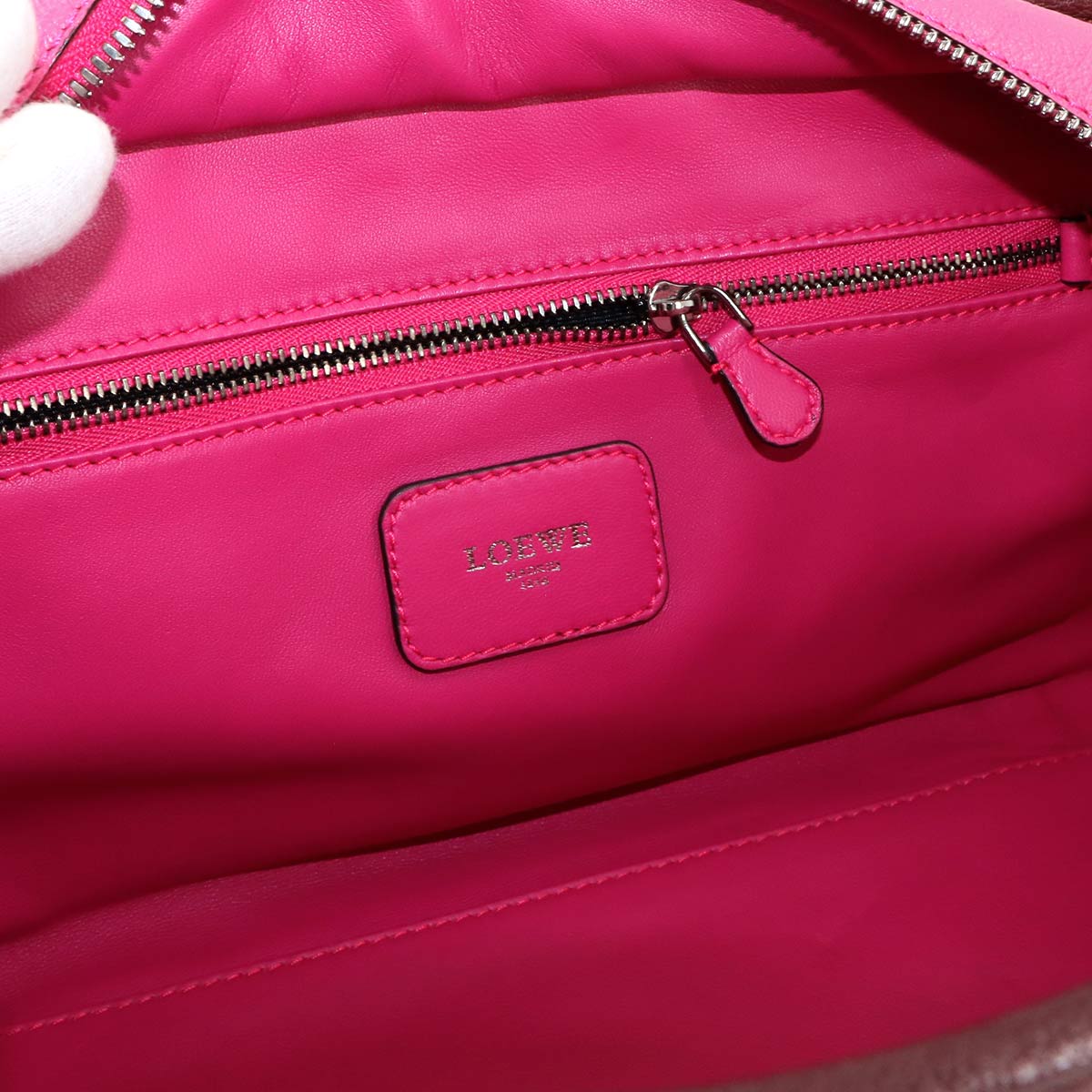 Amazona 28 Hand Bag Leather Pink Bordeaux Red Anagram Purse