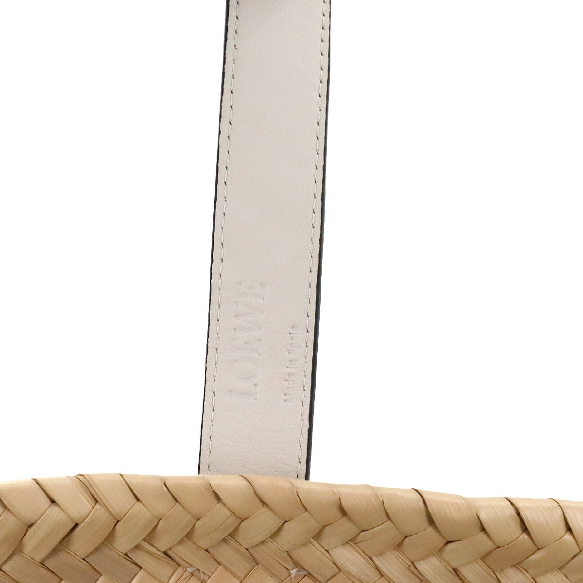 Basket Bag Tote Palm leaf Raffia Leather Natural White Purse