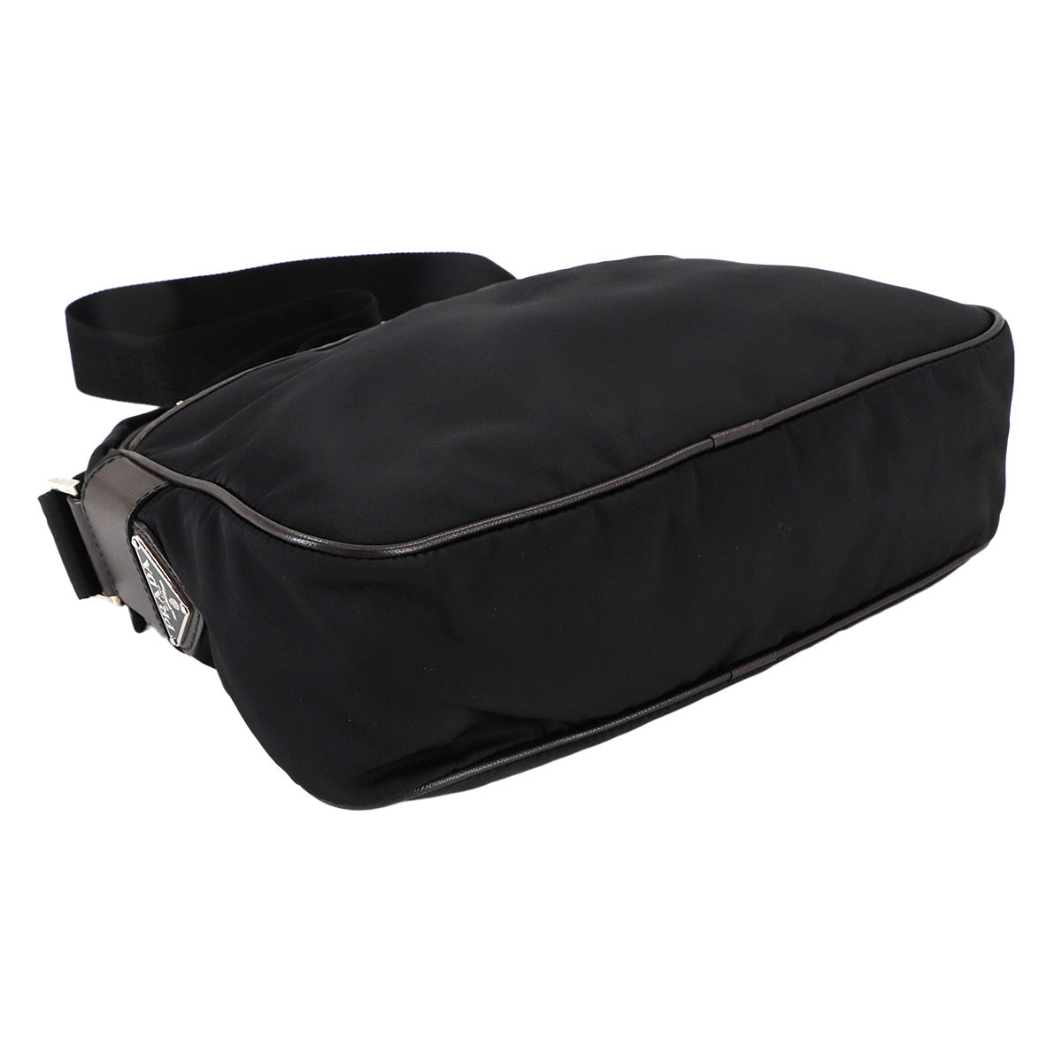 Shoulder Bag Nylon Saffiano Leather Black Brown VA0772 Purse