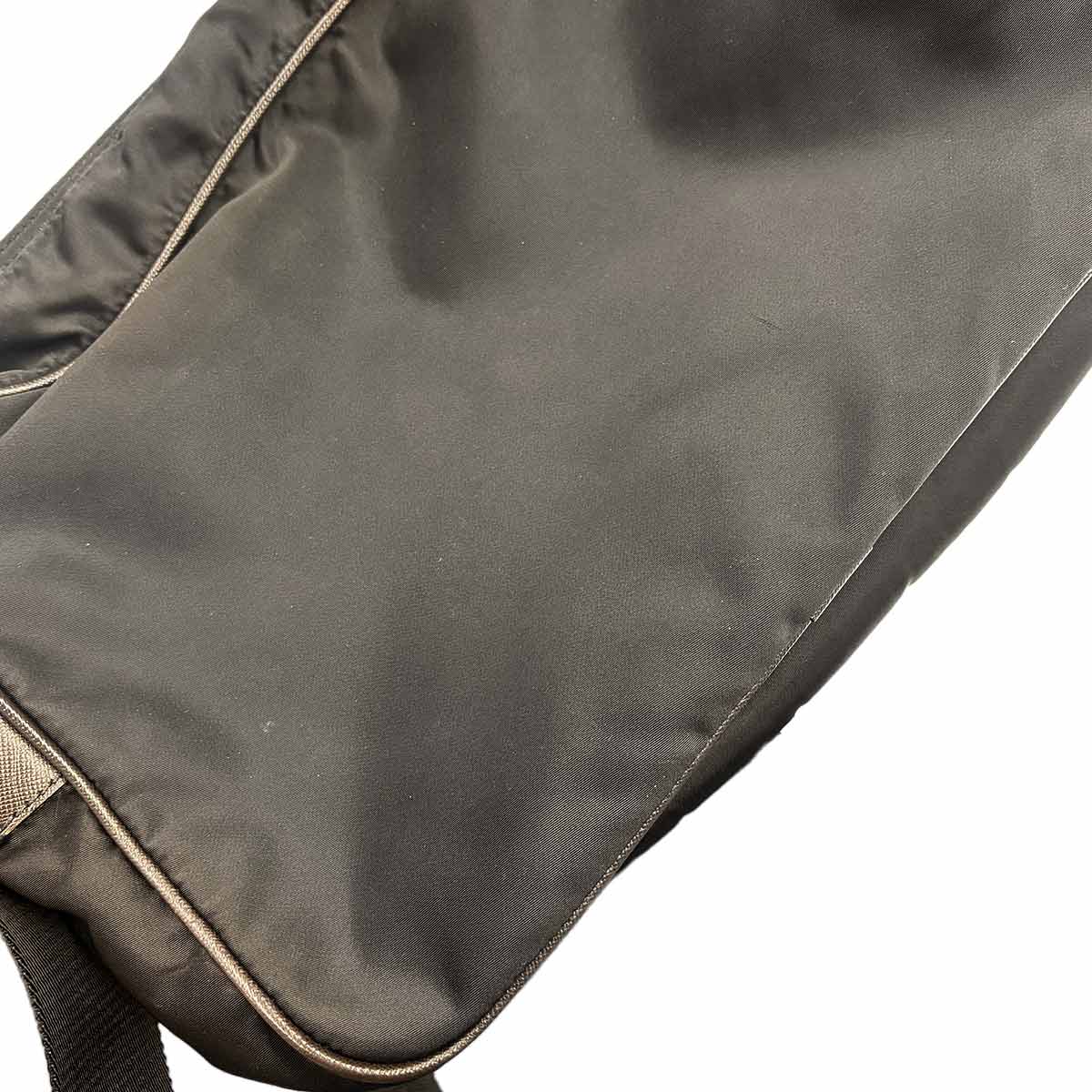 Shoulder Bag Nylon Saffiano Leather Black Brown VA0772 Purse