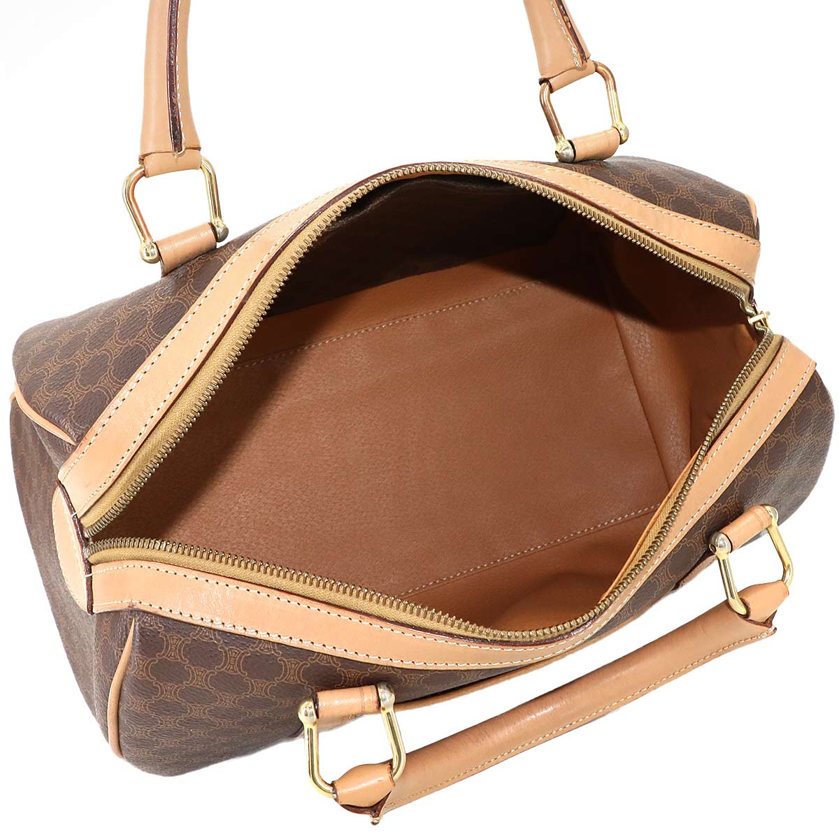 Macadam Boston Hand Bag PVC Leather Brown Purse