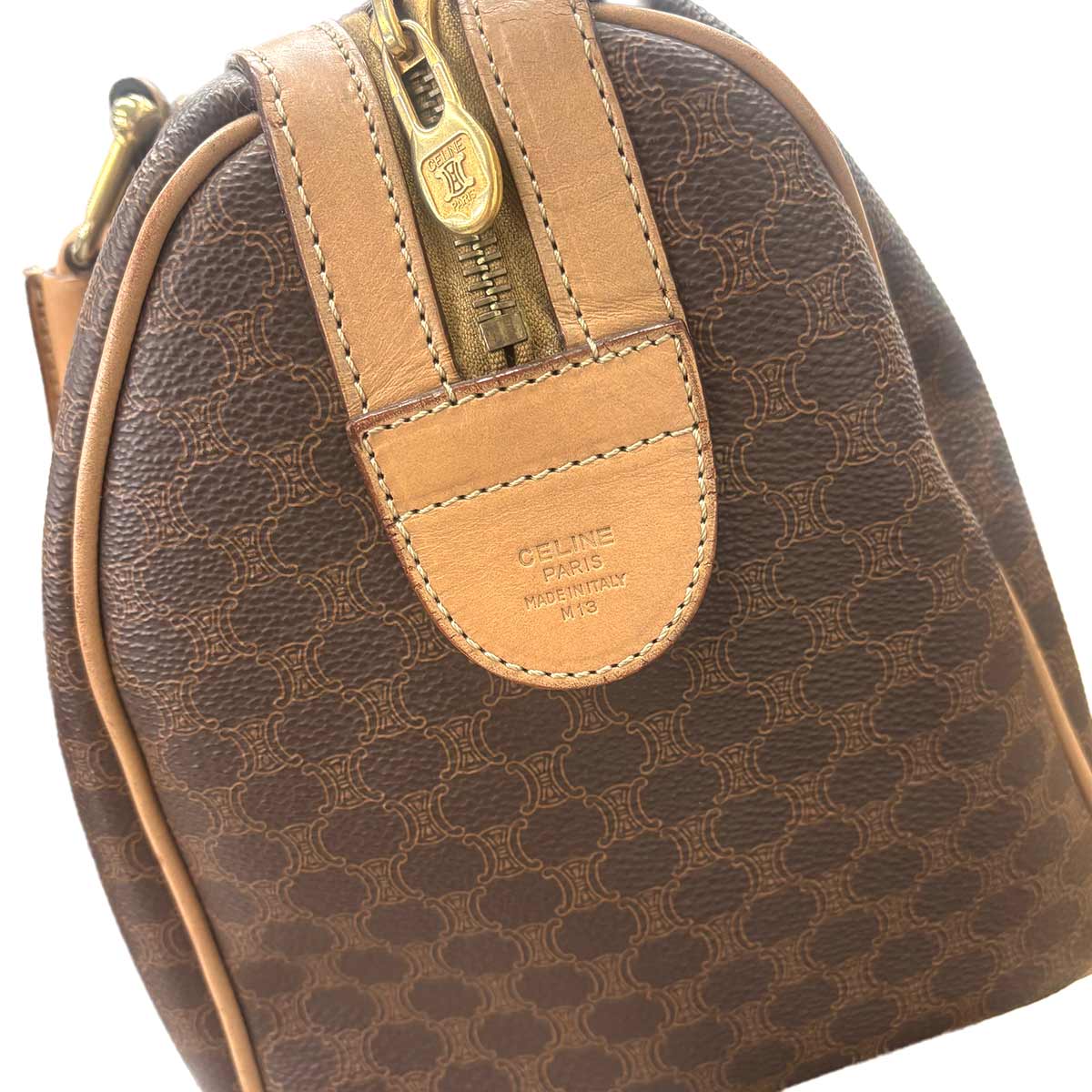 Macadam Boston Hand Bag PVC Leather Brown Purse