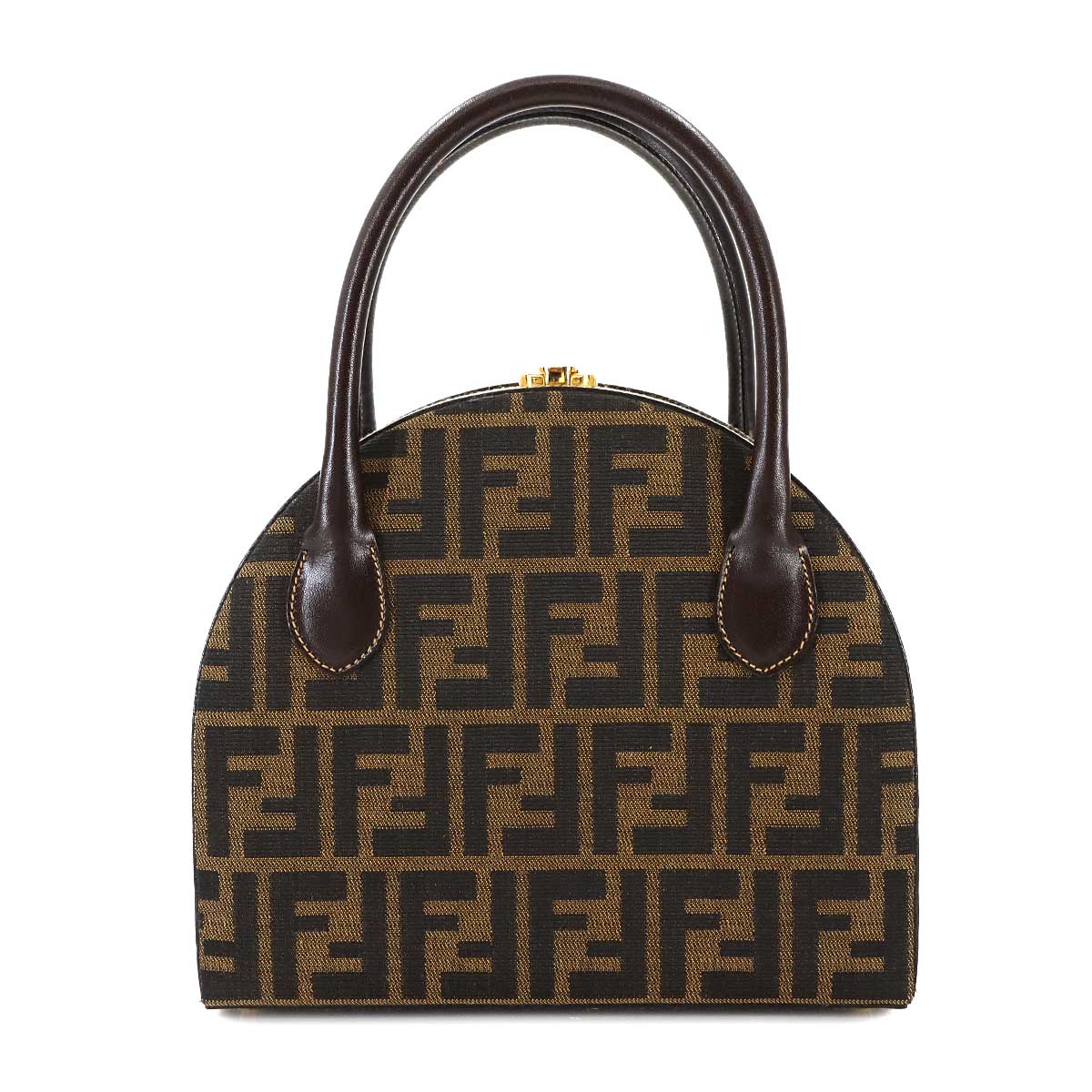 Zucca Hand Shoulder Bag Canvas Leather Brown Black Vintage 90287639