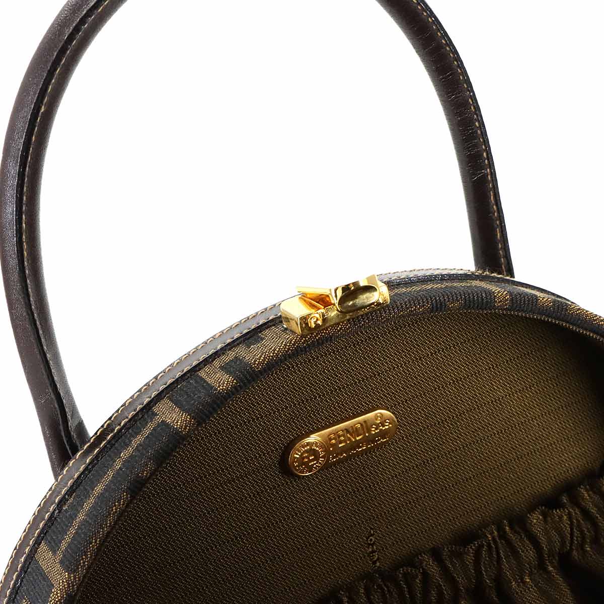 Zucca Hand Shoulder Bag Canvas Leather Brown Black Vintage 90287639