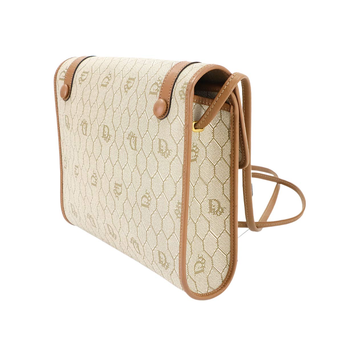 Christian Dior Honeycomb Shoulder Bag PVC Leather Beige Brown Purse