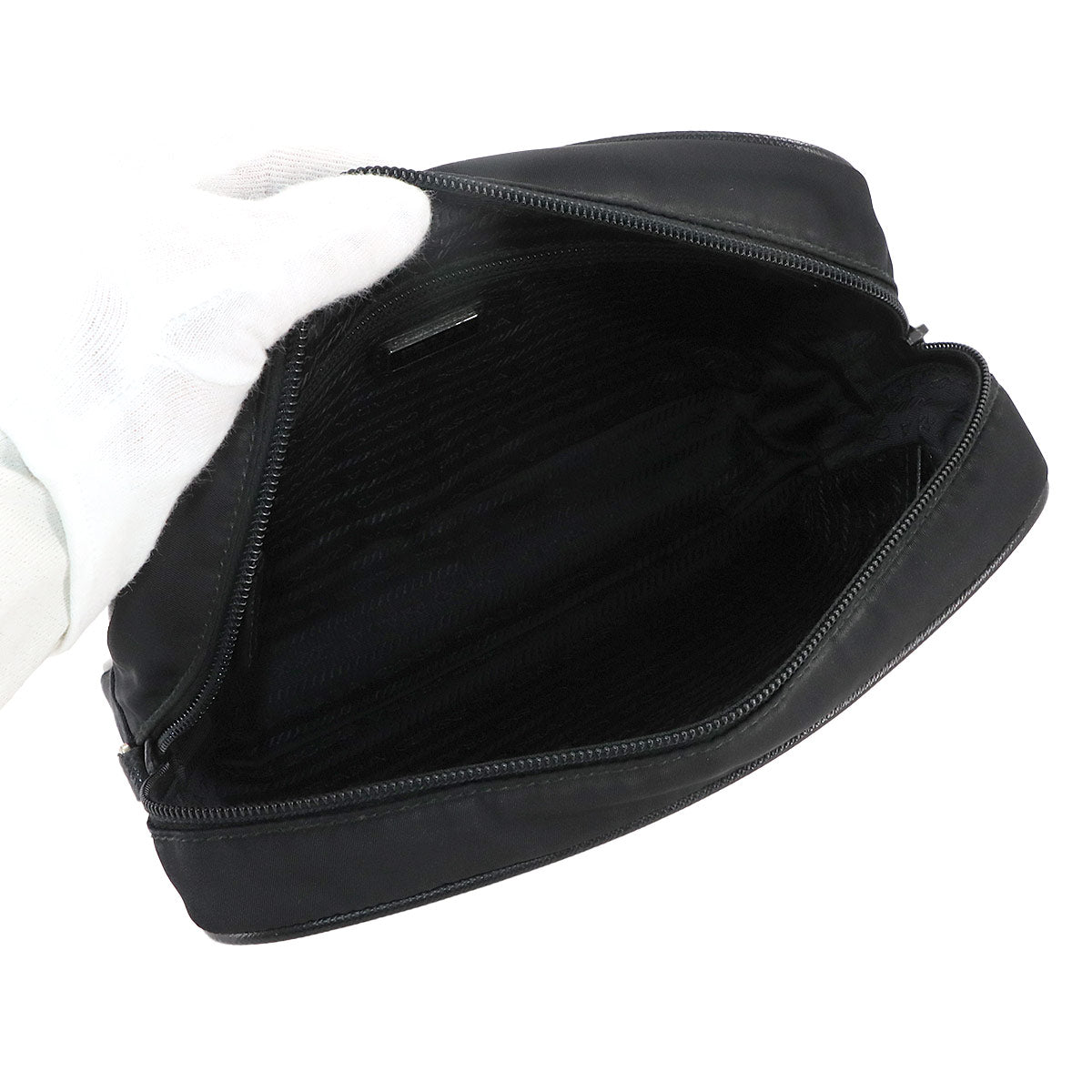 Pouch Nylon Saffiano Leather Black 2NE007 Purse