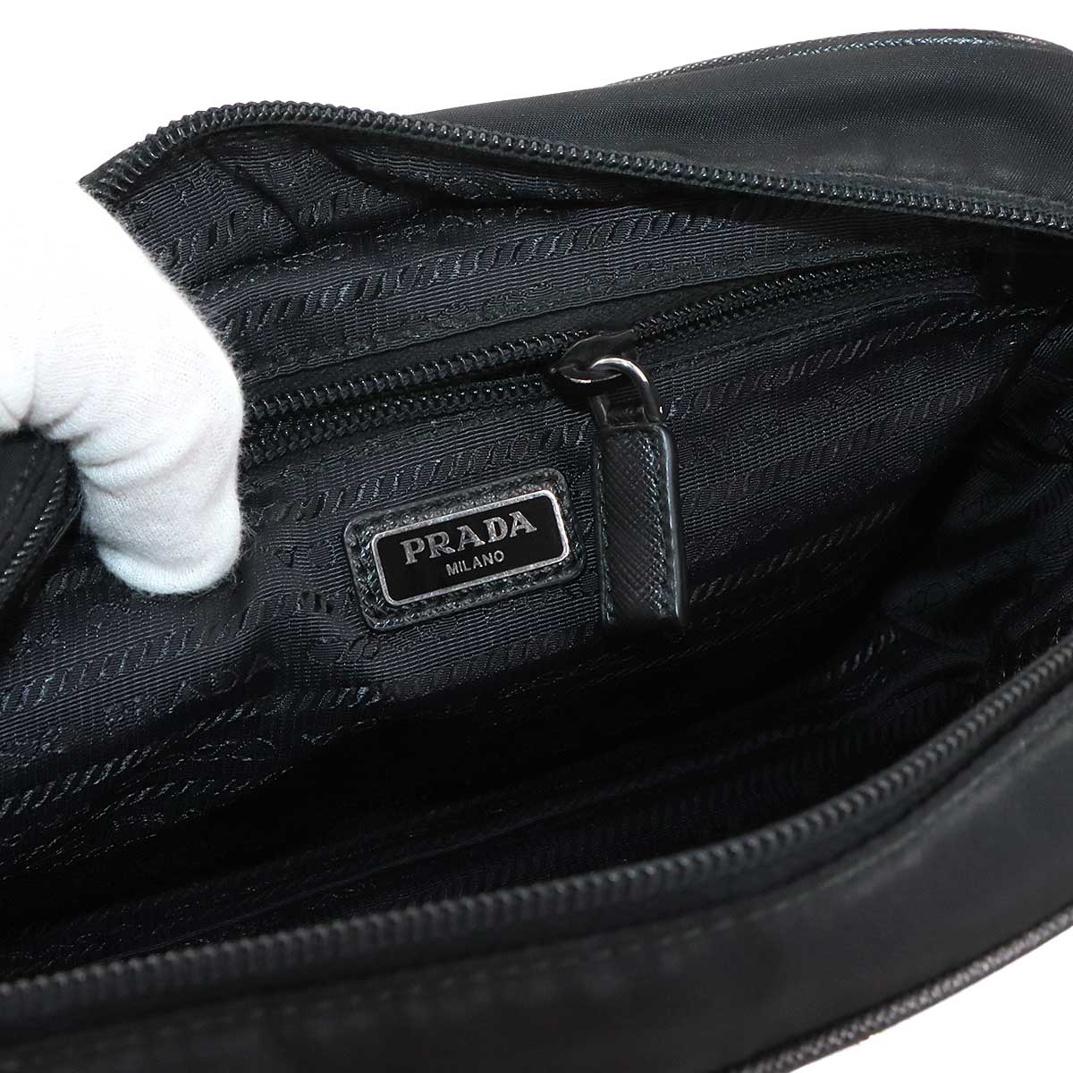 Pouch Nylon Saffiano Leather Black 2NE007 Purse