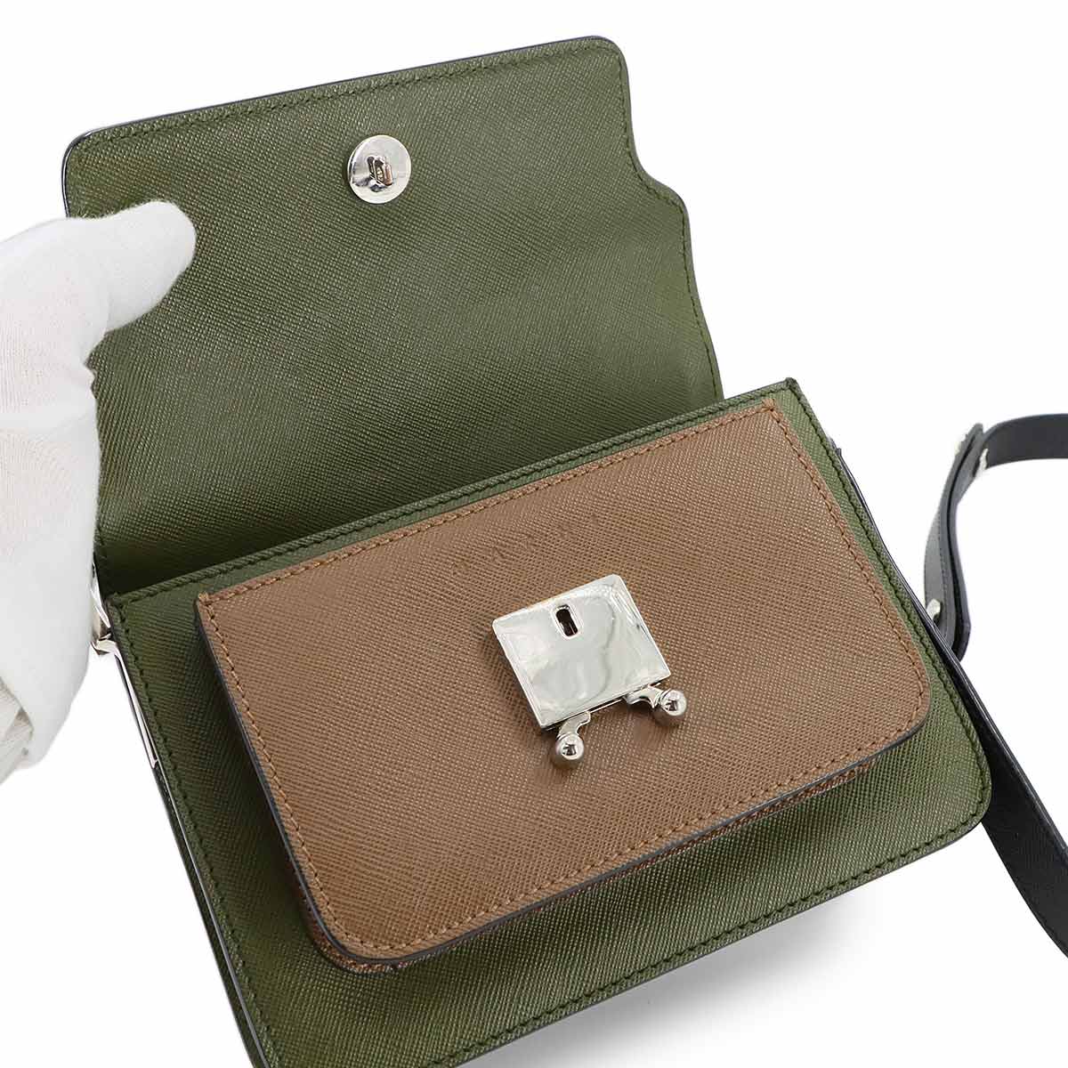 Trunk Mini Shoulder Bag Leather Black Brown Green Purse