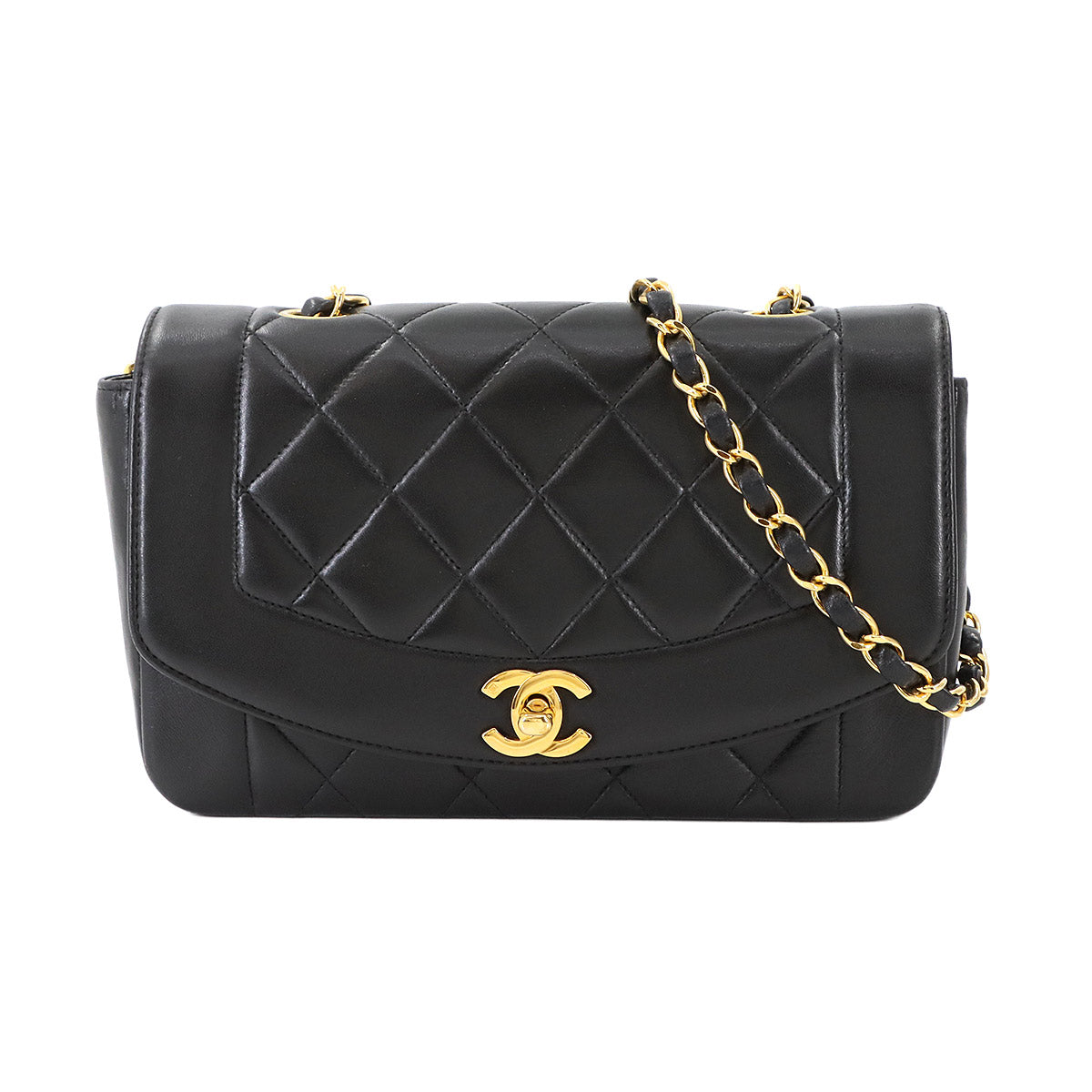 Diana Matelasse 22 Chain Shoulder Bag Leather A01164 Vintage 90287667