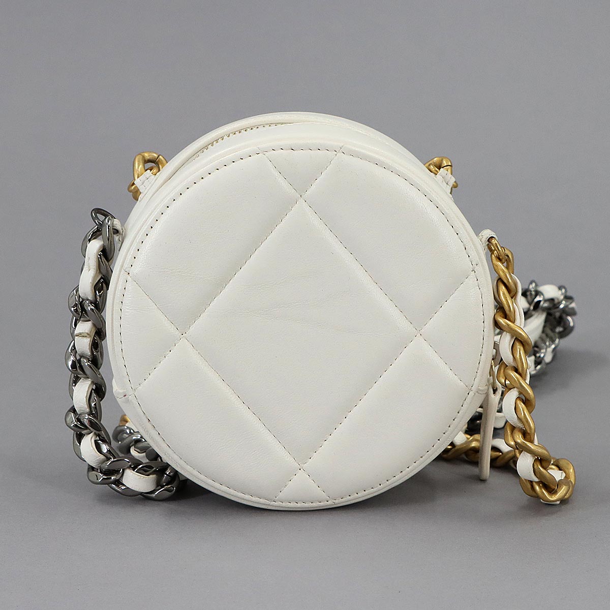 CHANEL 19 Round Clutch Chain Shoulder Bag Leather Red AP0945 Purse 90287710