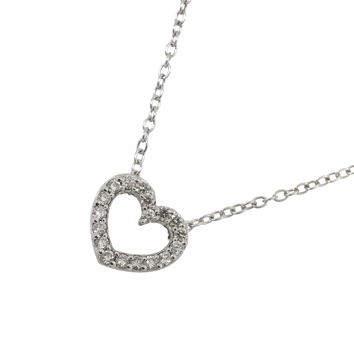 Heart Motif Diamond 0.15ct Necklace 18K White Gold 750