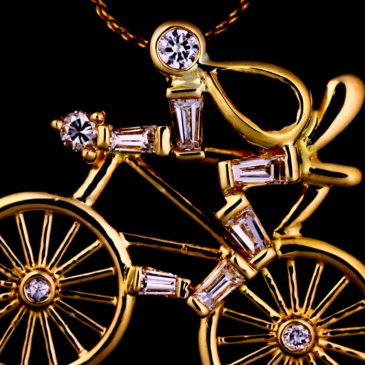 UNOAERRE Diamond 0.41ct Ruby 0.32ct Bicycle Necklace 18K YG 750