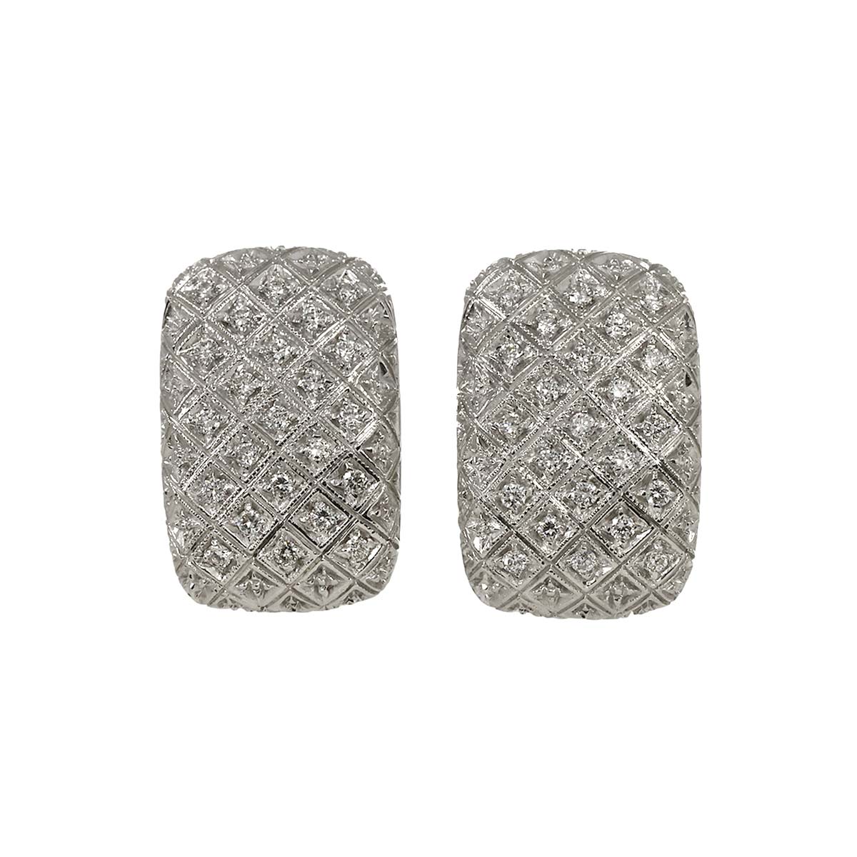 Diamond 0.35ct Earrings Clip-on 18K K18 WG 750