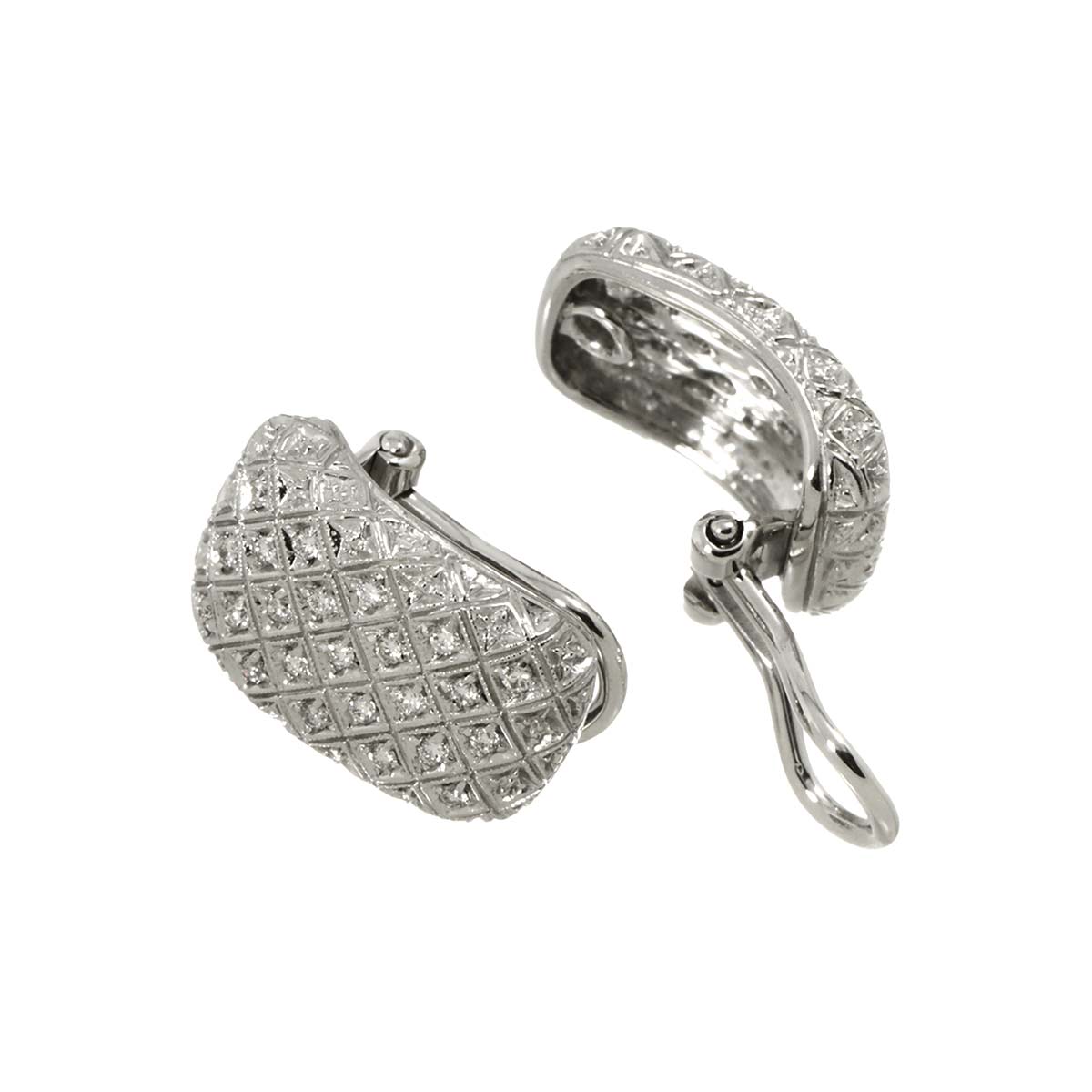 Diamond 0.35ct Earrings Clip-on 18K K18 WG 750