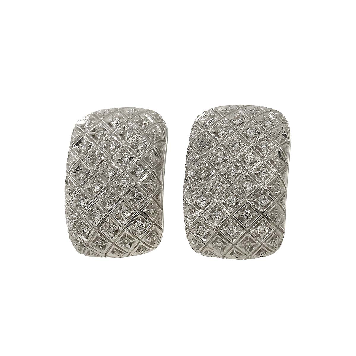 Diamond 0.35ct Earrings Clip-on 18K K18 WG 750