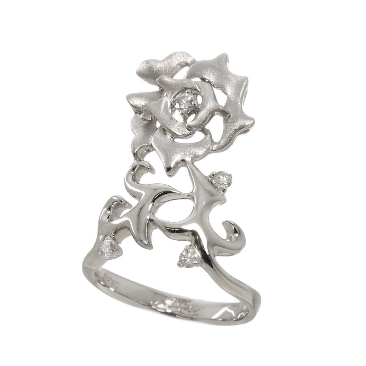 Diamond 0.15ct Ring 18K K18 WG White Gold size5.75-6(US)