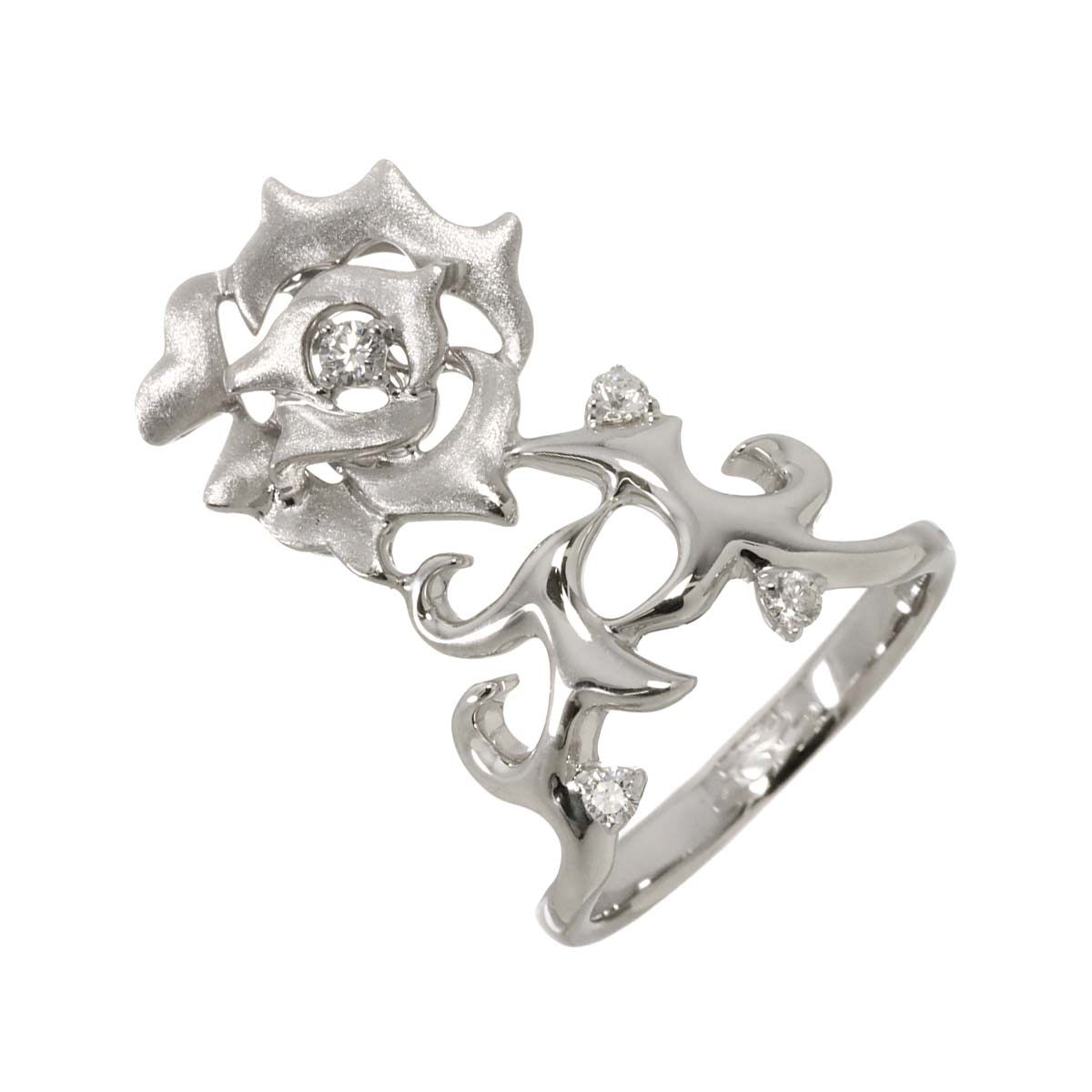 Diamond 0.15ct Ring 18K K18 WG White Gold size5.75-6(US)