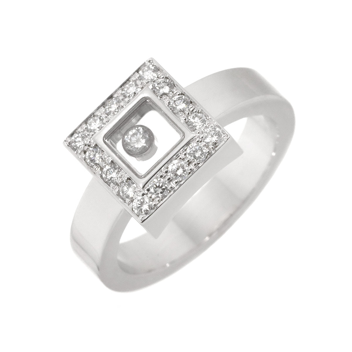 Happy Diamond Ring 18K WG 750 Size6.5-6.75(US)