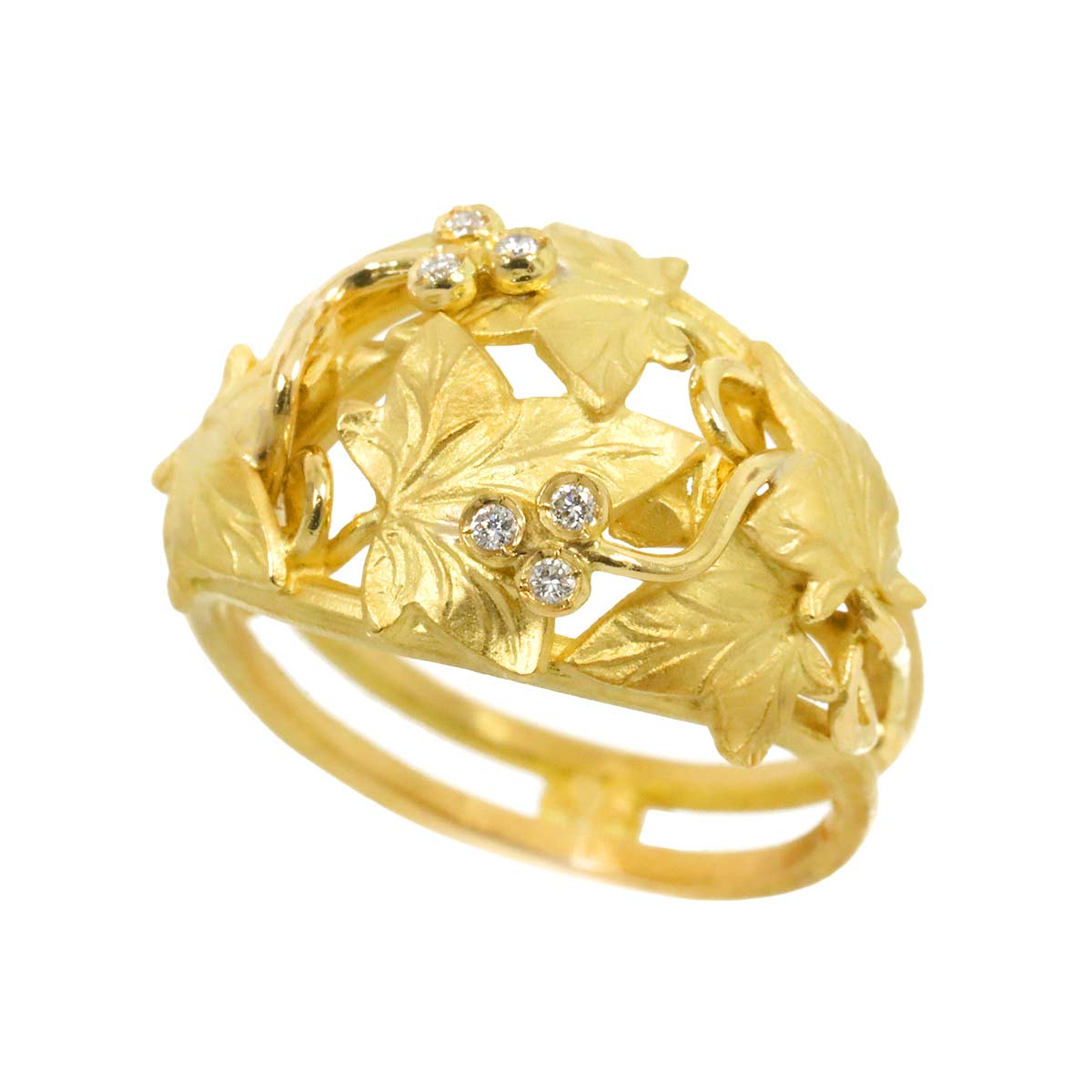 Diamond Ring 18K YG Yellow Gold 750 7.5(US)