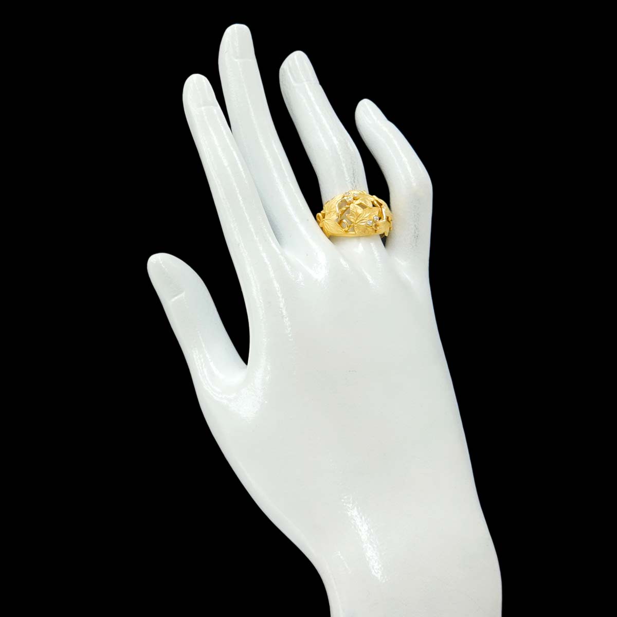 Diamond Ring 18K YG Yellow Gold 750 7.5(US)