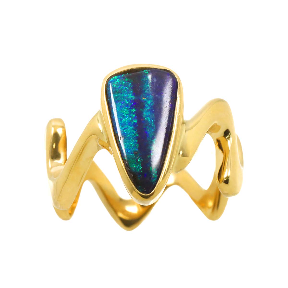 Boulder Opal 2.32ct Ring 18K YG 750 size6(US)