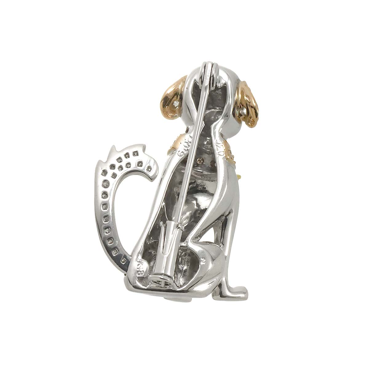Diamond 0.36ct/0.19ct Brooch 18K WG YG White Yellow Gold 750