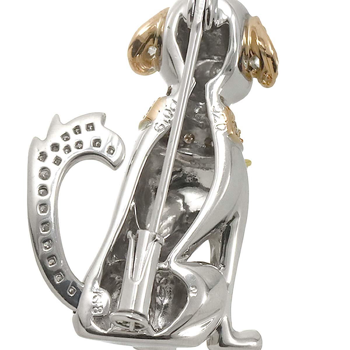 Diamond 0.36ct/0.19ct Brooch 18K WG YG White Yellow Gold 750