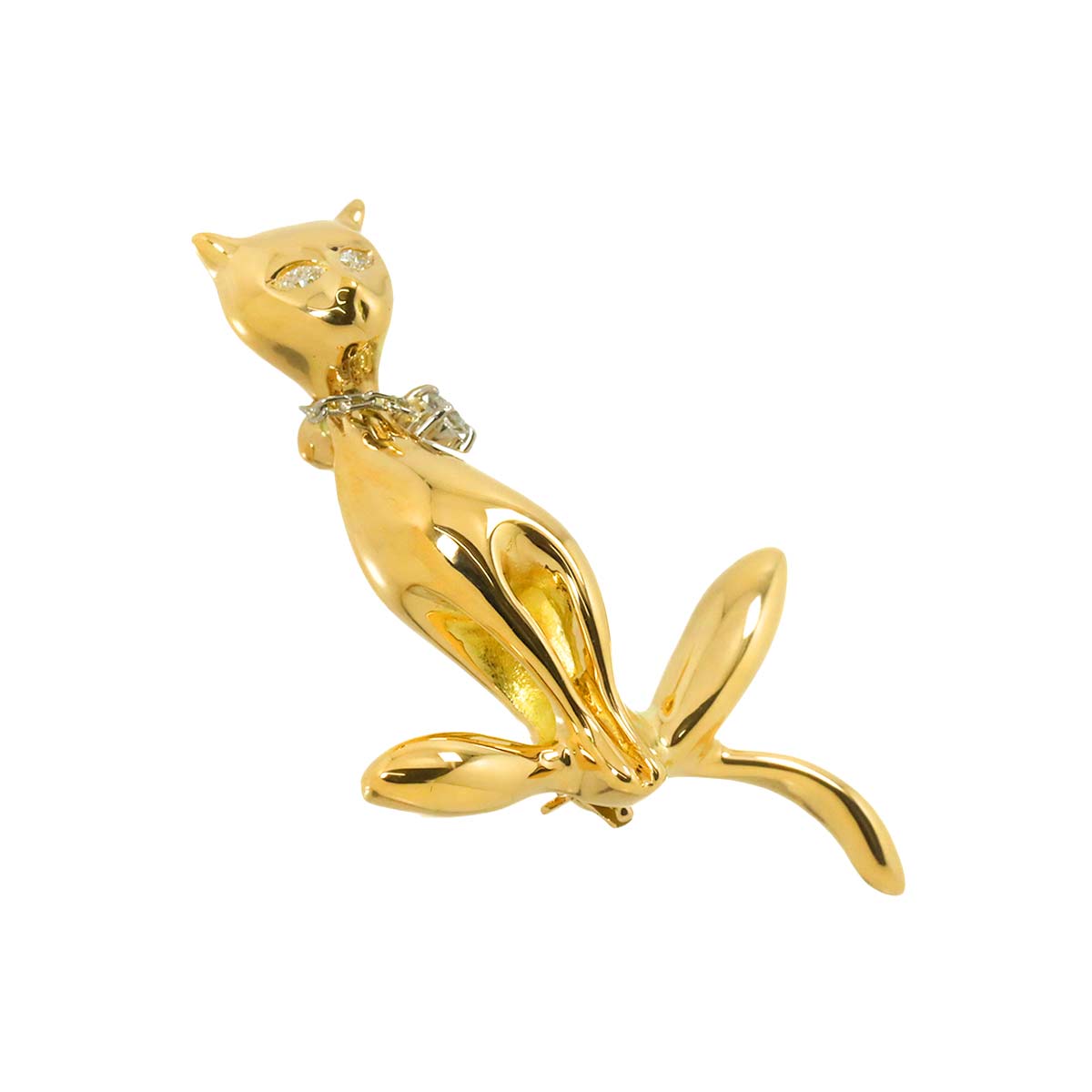 Diamond 0.12ct Brooch Pendant Top 18K YG Pt Yellow Gold 750