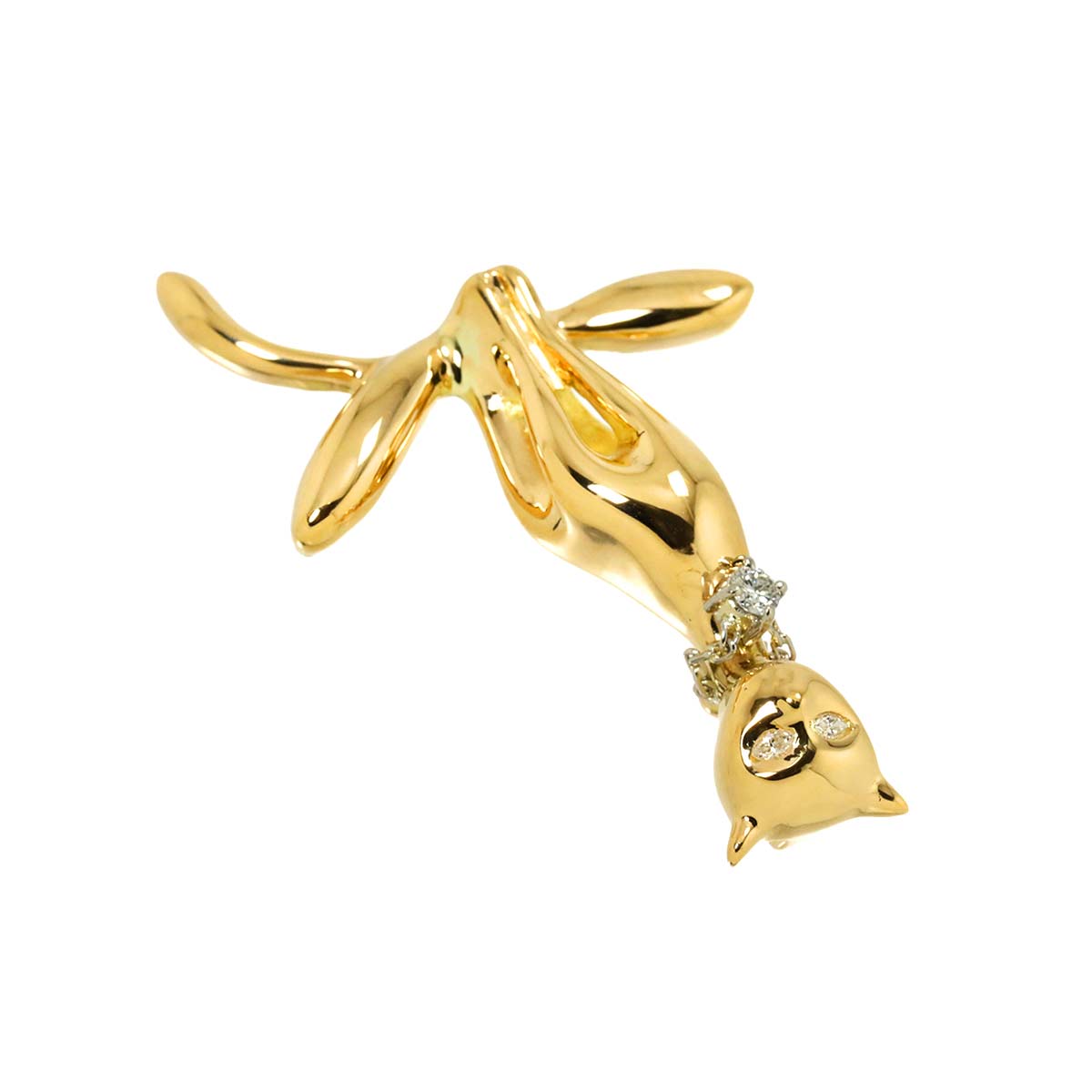 Diamond 0.12ct Brooch Pendant Top 18K YG Pt Yellow Gold 750