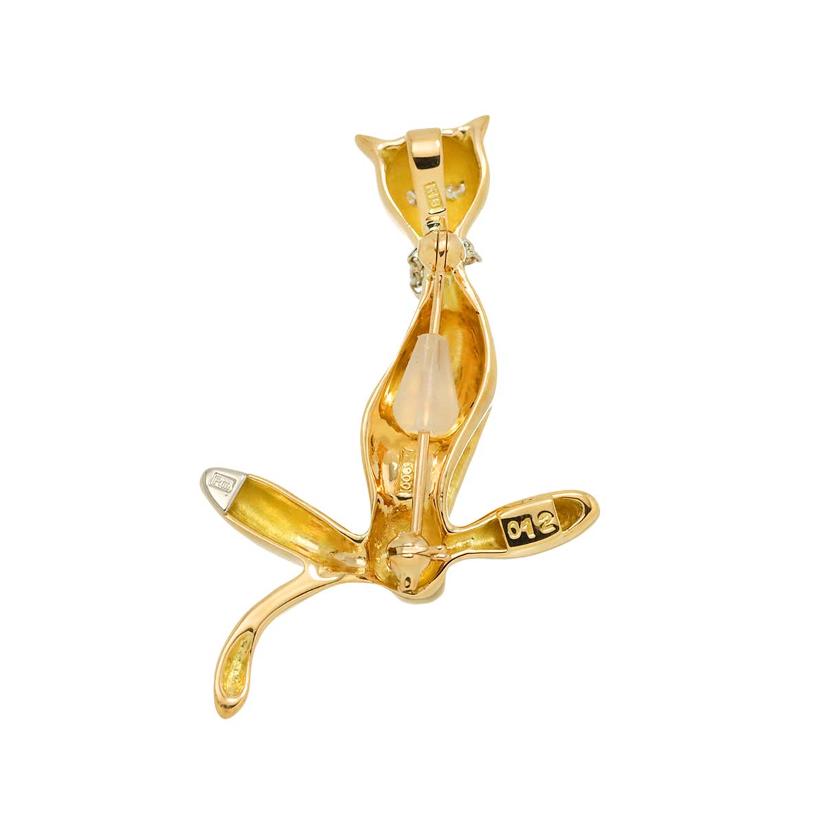 Diamond 0.12ct Brooch Pendant Top 18K YG Pt Yellow Gold 750