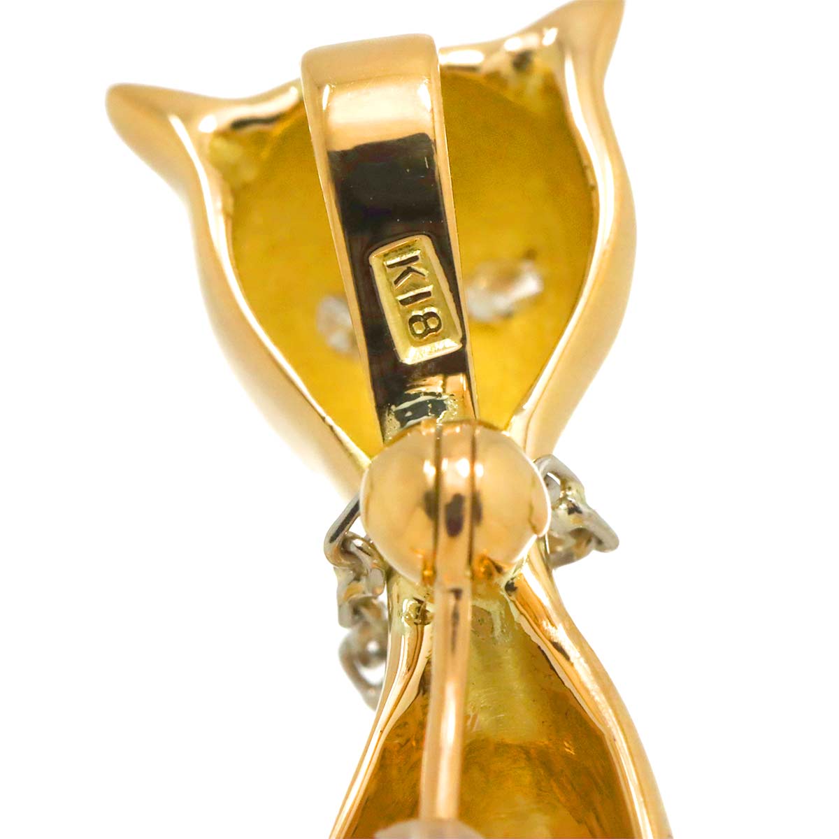 Diamond 0.12ct Brooch Pendant Top 18K YG Pt Yellow Gold 750