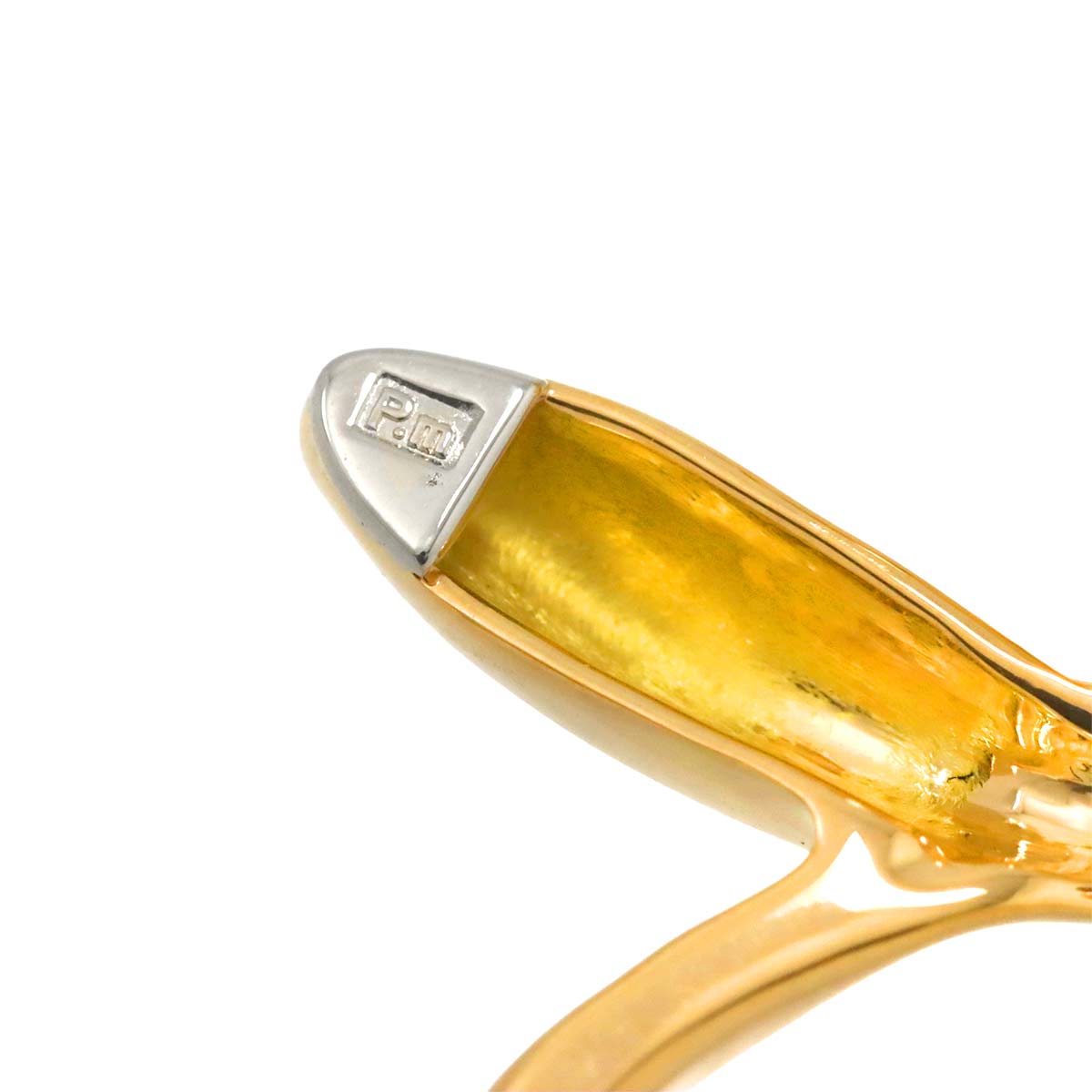 Diamond 0.12ct Brooch Pendant Top 18K YG Pt Yellow Gold 750