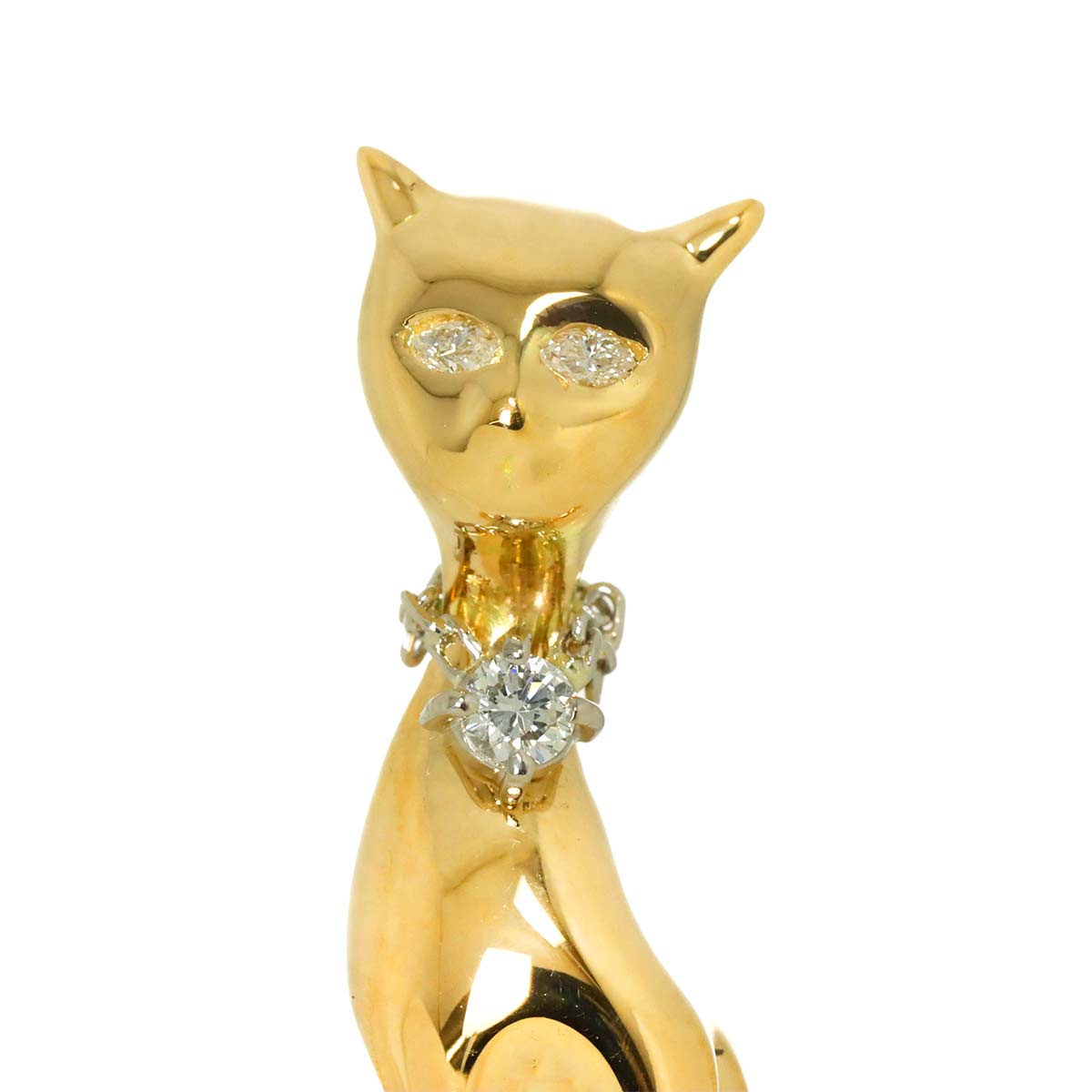 Diamond 0.12ct Brooch Pendant Top 18K YG Pt Yellow Gold 750