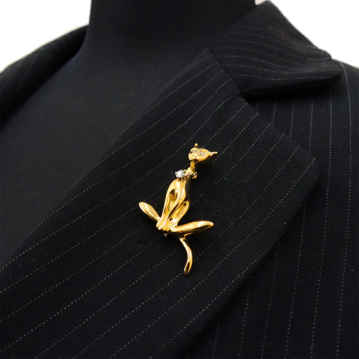 Diamond 0.12ct Brooch Pendant Top 18K YG Pt Yellow Gold 750