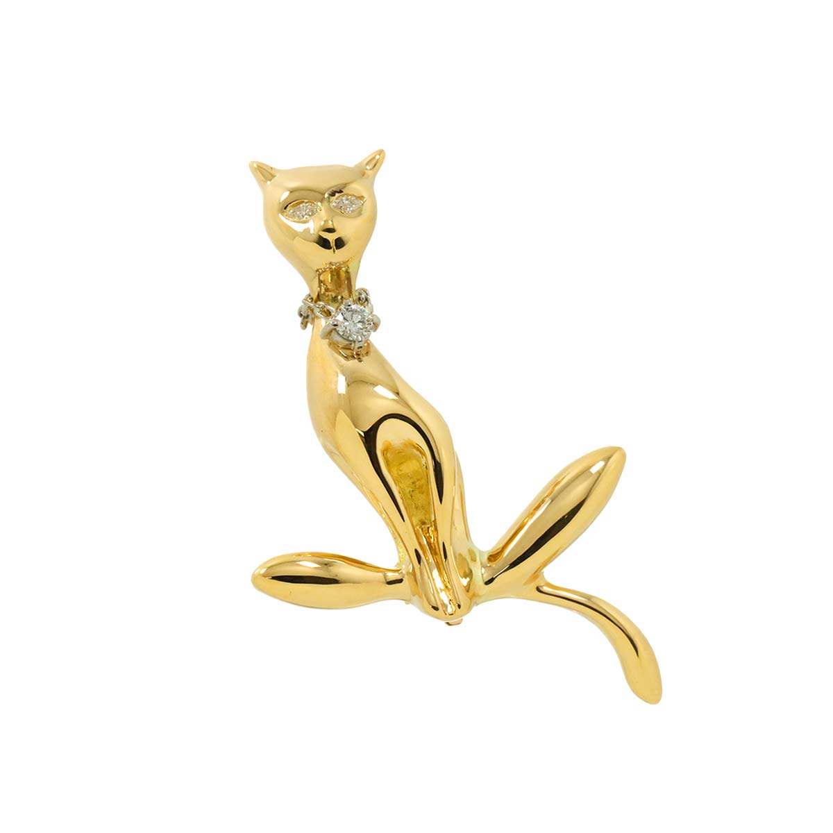 Diamond 0.12ct Brooch Pendant Top 18K YG Pt Yellow Gold 750