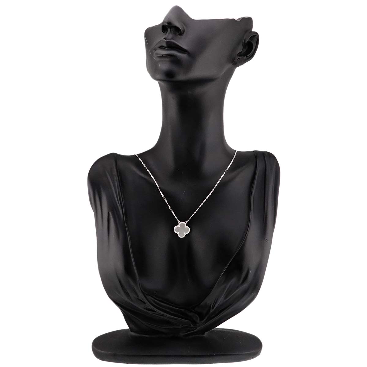 Vintage Alhambra Mother of Pearl MOP Necklace 18K WG