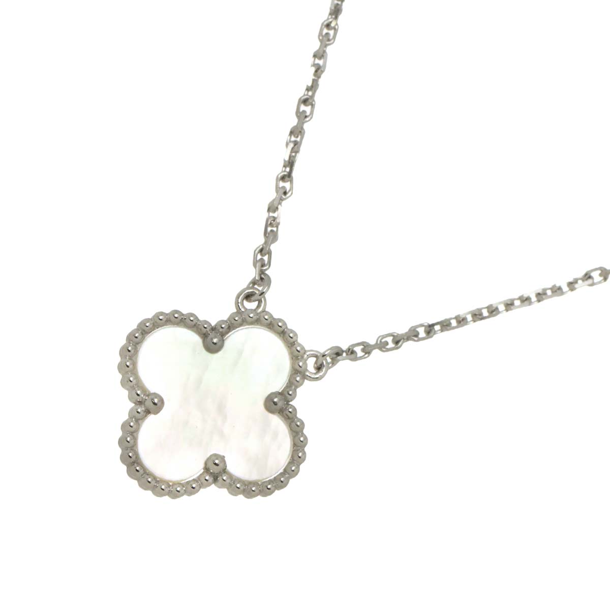 Vintage Alhambra Mother of Pearl MOP Necklace 18K WG