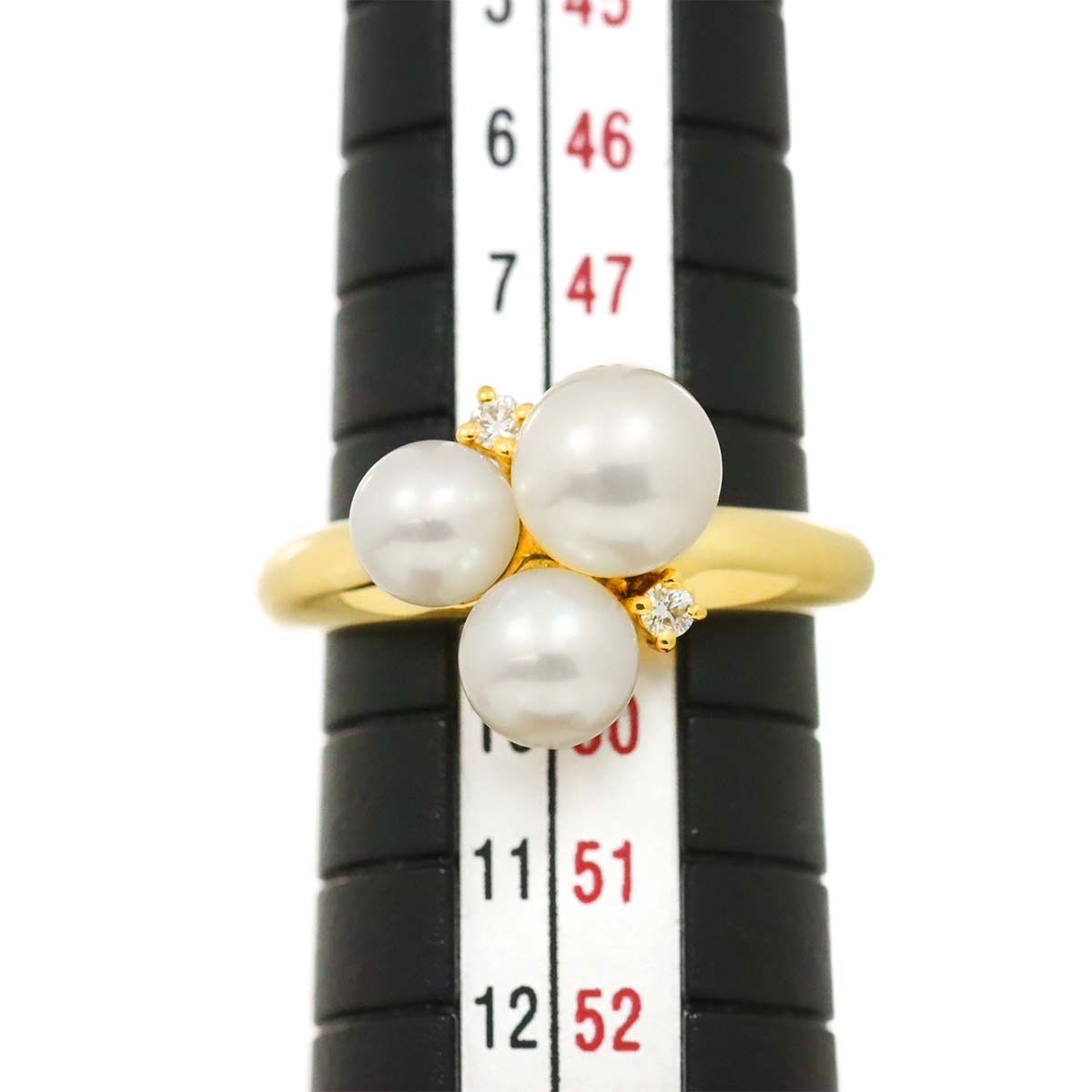 Akoya pearl 6.5-5.1mm Diamond 0.03ct Ring 18K YG 750 4.75-5(US)