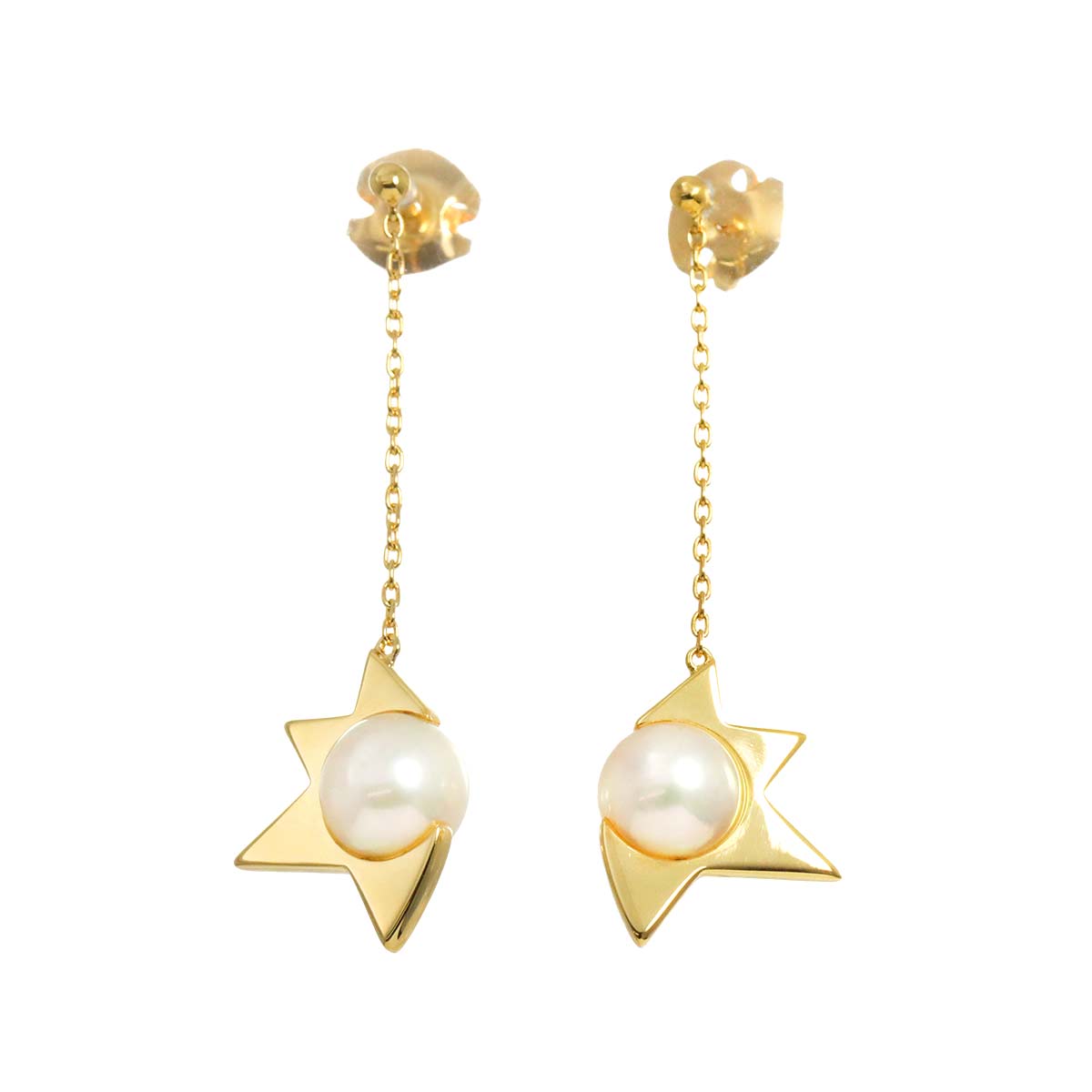 Comet Plus Akoya Pearl 7.0mm Earrings Pierced 18K YG 750