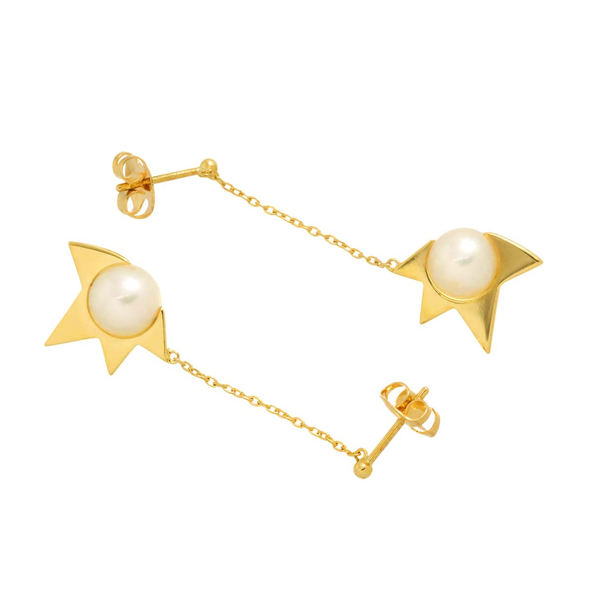 Comet Plus Akoya Pearl 7.0mm Earrings Pierced 18K YG 750