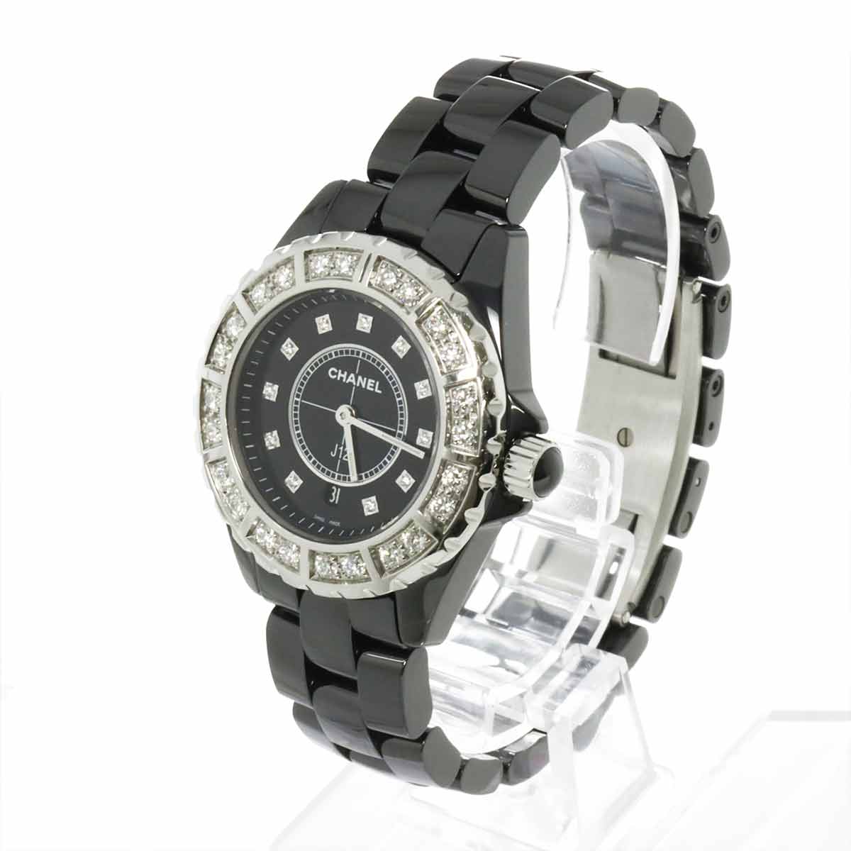 J12 33mm H2427 Diamond Quartz Ceramic Date Black Dial Ladies