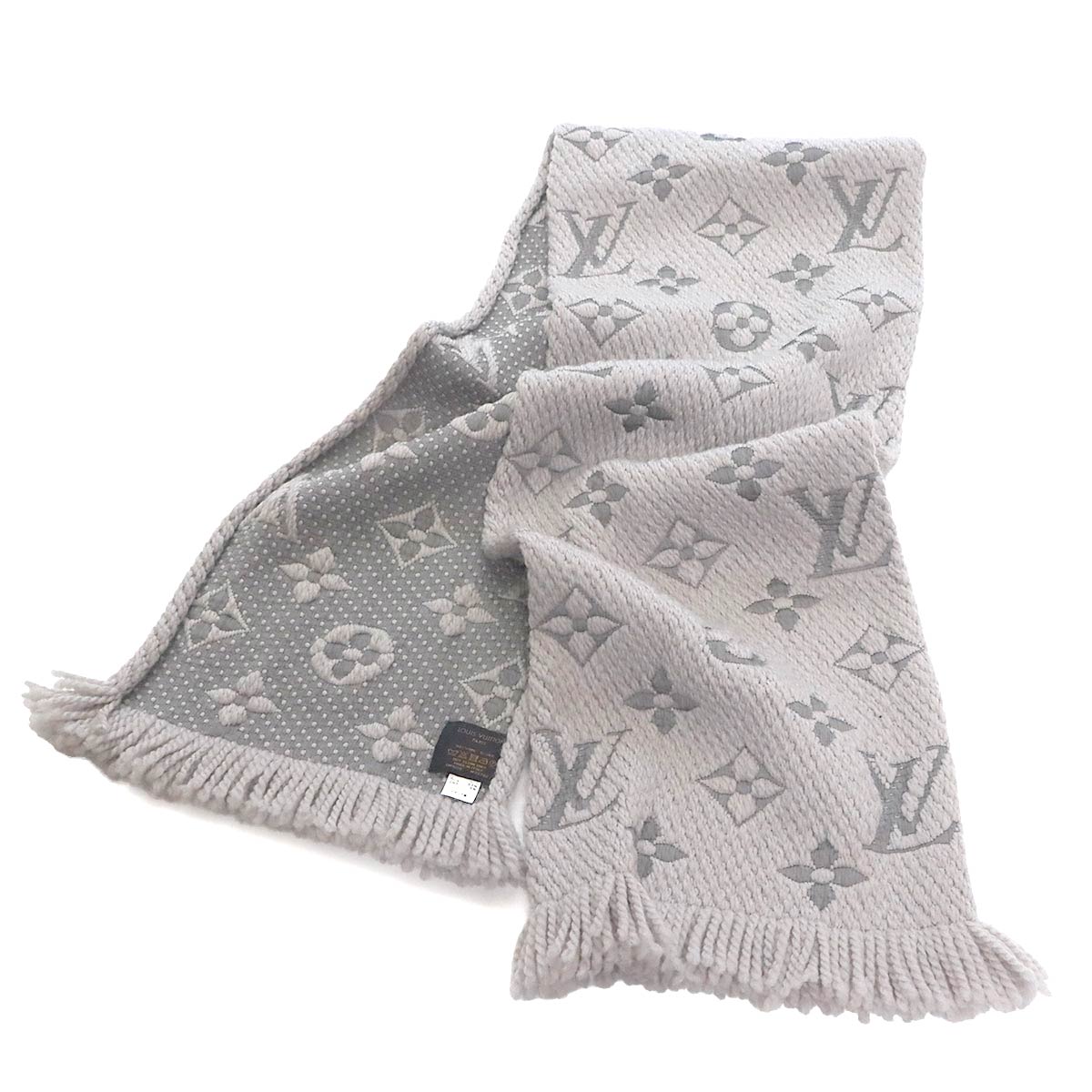 Logomania Winter Scarf Wool Silk Pearl Grey M74742