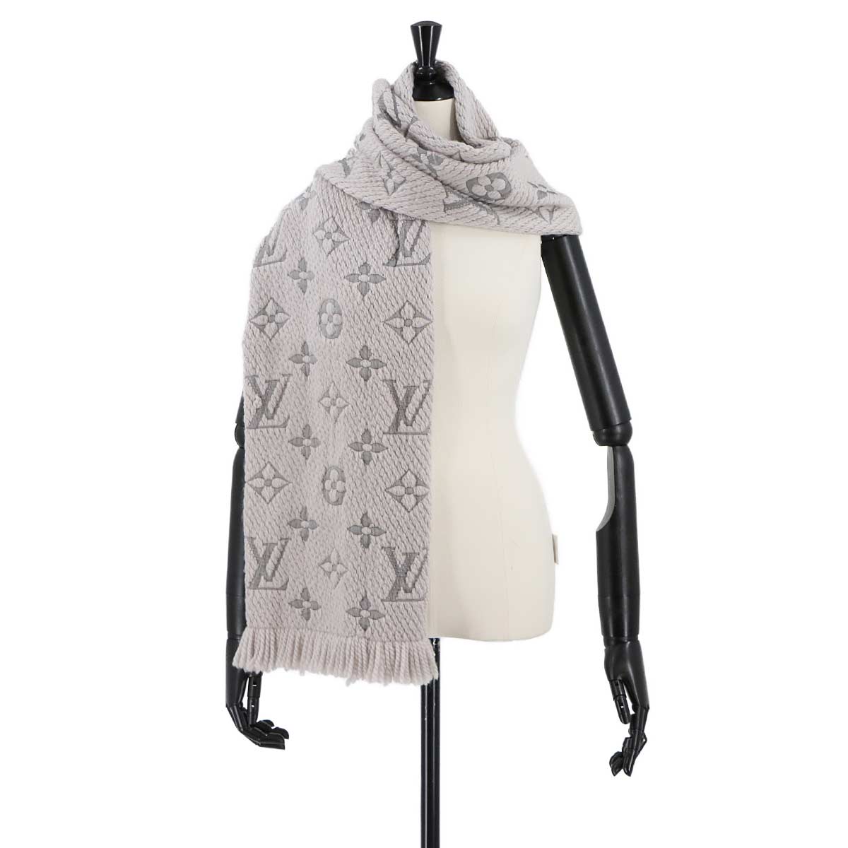 Logomania Winter Scarf Wool Silk Pearl Grey M74742