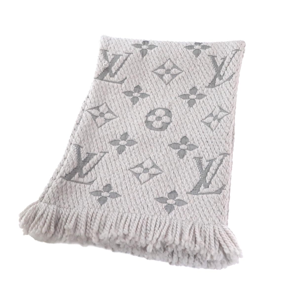 Logomania Winter Scarf Wool Silk Pearl Grey M74742