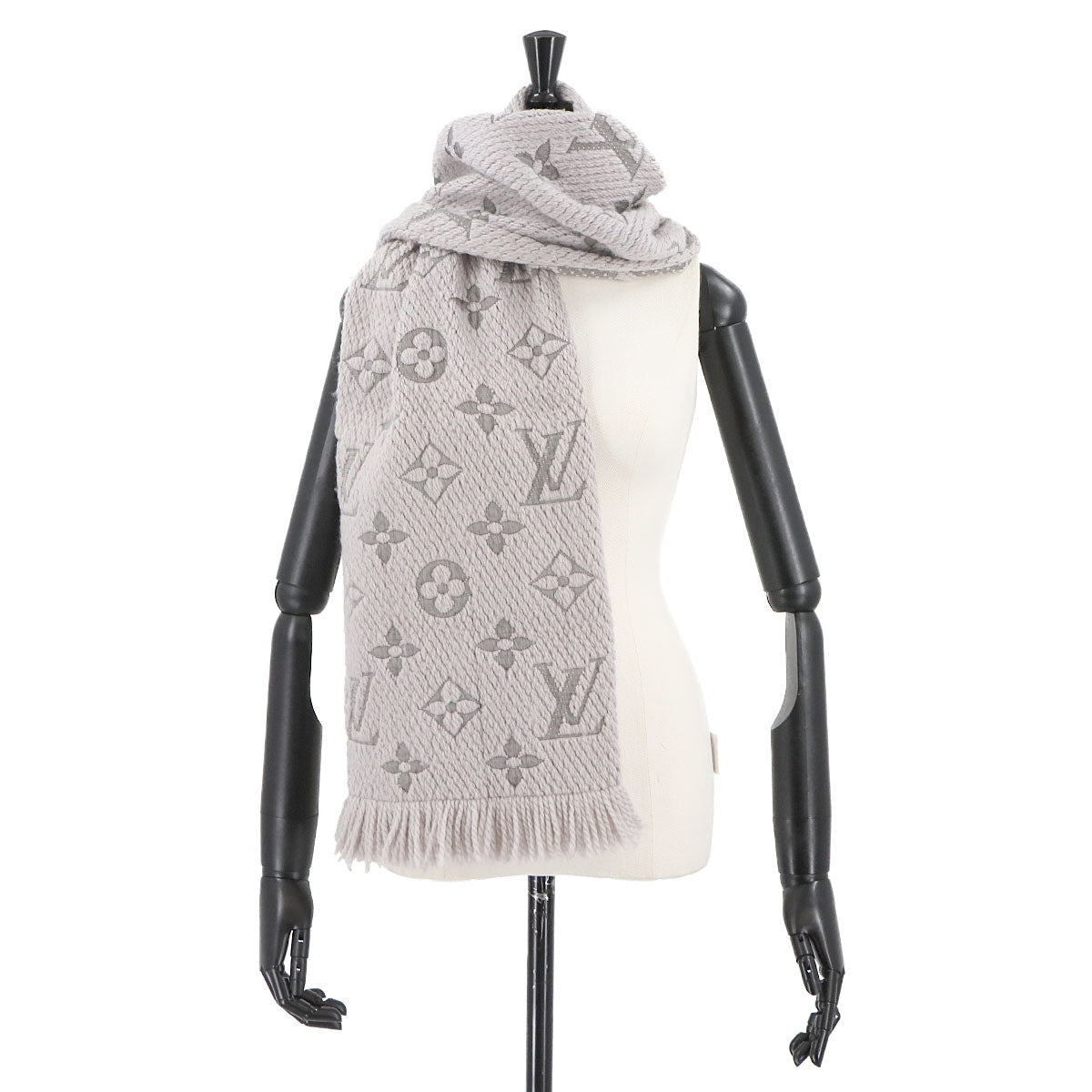 Logomania Winter Scarf Wool Silk Pearl Grey M74742