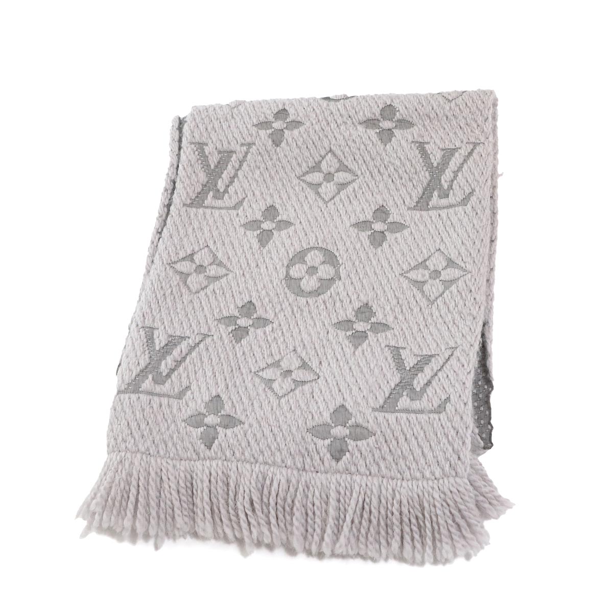 Logomania Winter Scarf Wool Silk Pearl Grey M74742